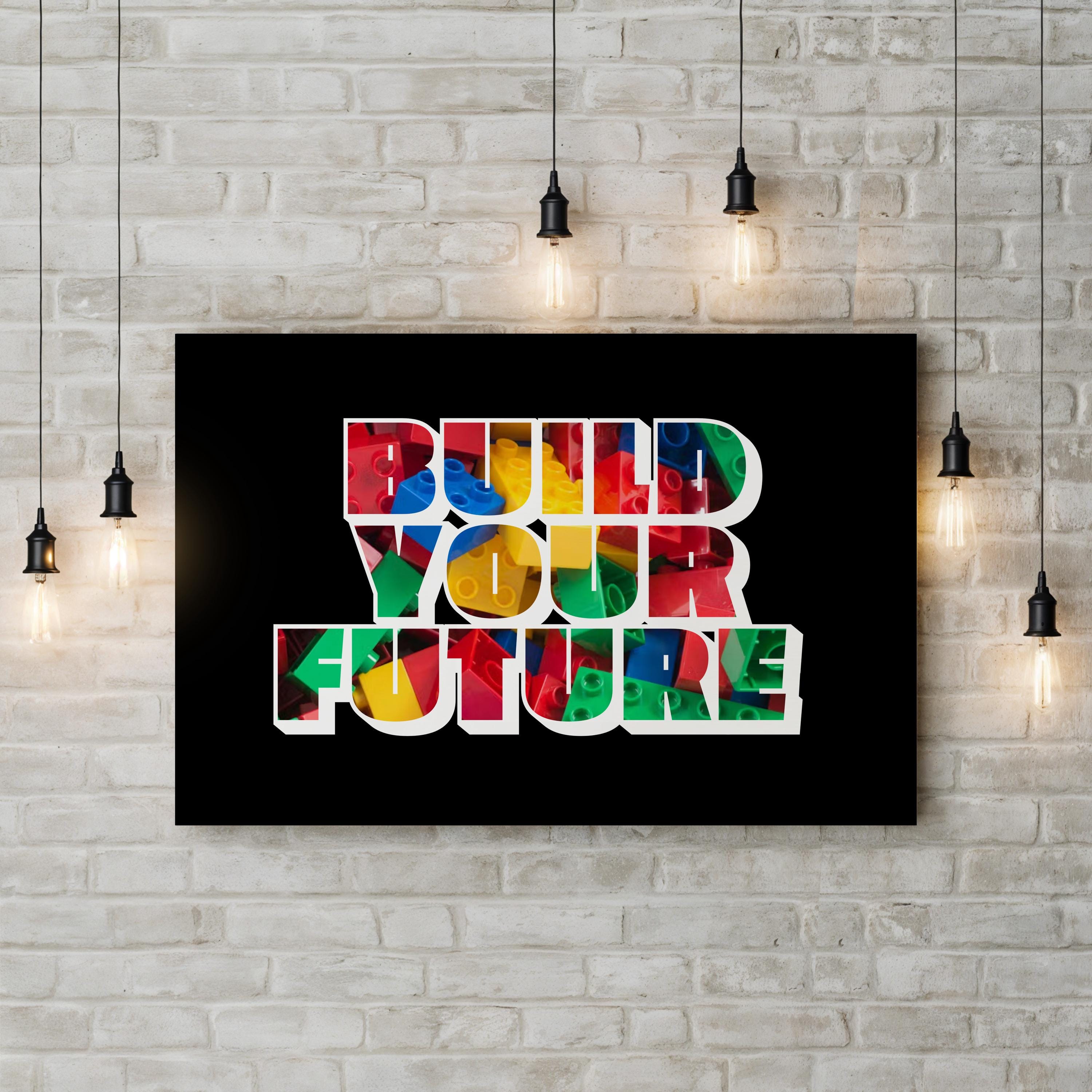 Build Your Future Motivational Canvas Wall Art | Modern Inspirational Typography Print