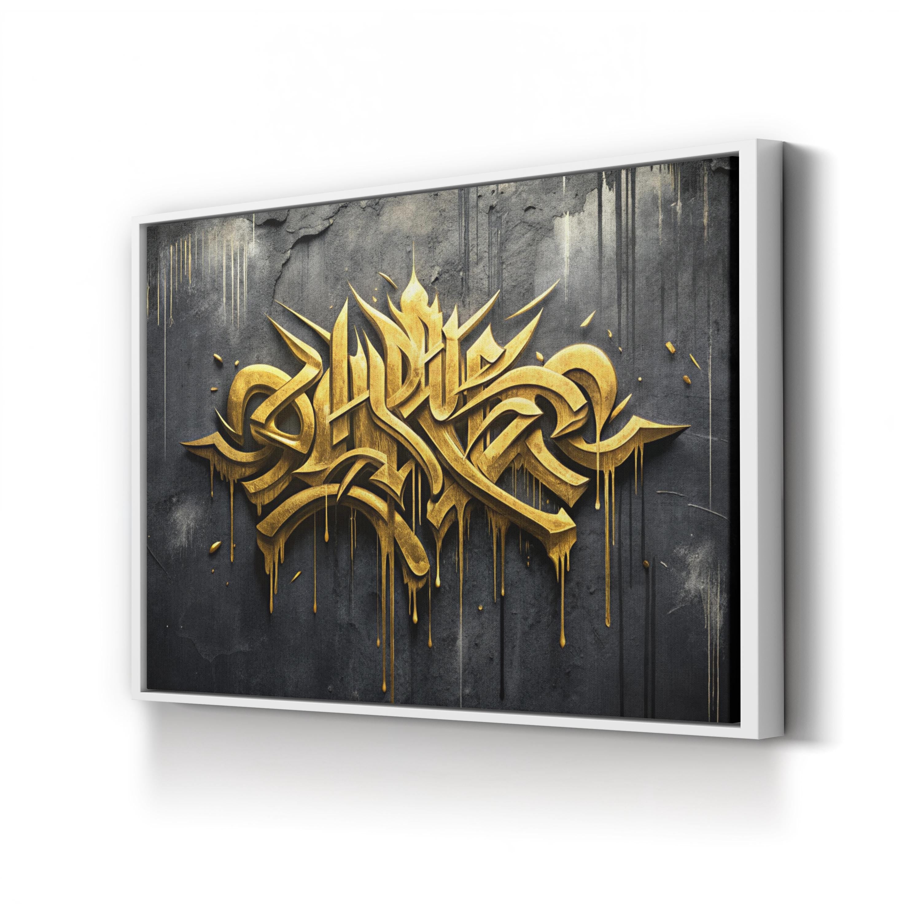 Calligraphy IX Gold Abstract – Period Illustration Wall Art | Typographic Canvas Print