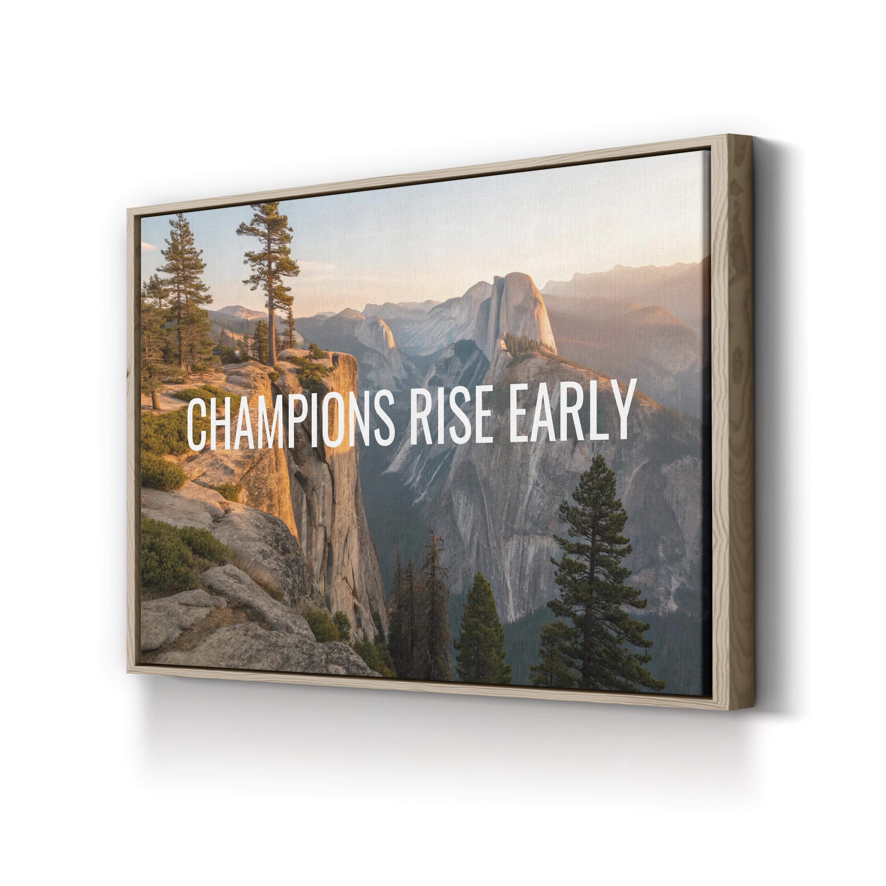 Champions Rise Early: Motivational Mountain Sunrise Canvas Print