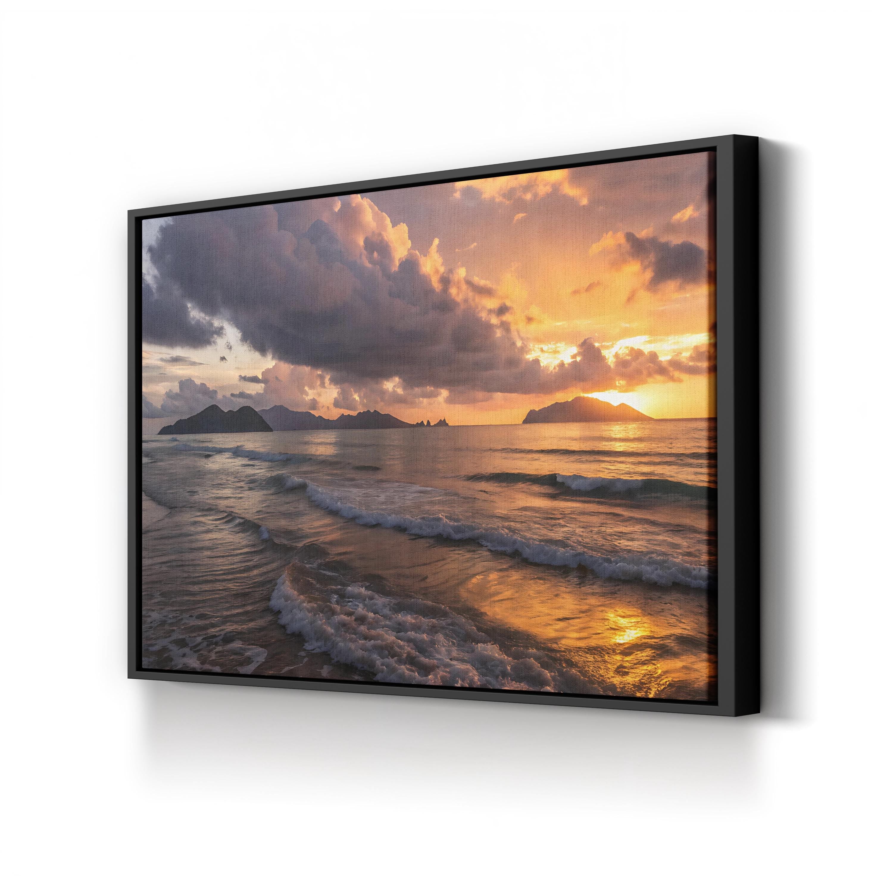 Coastal Sunset Ocean – Vintage Photography Wall Art | Beach Landscape Canvas Print