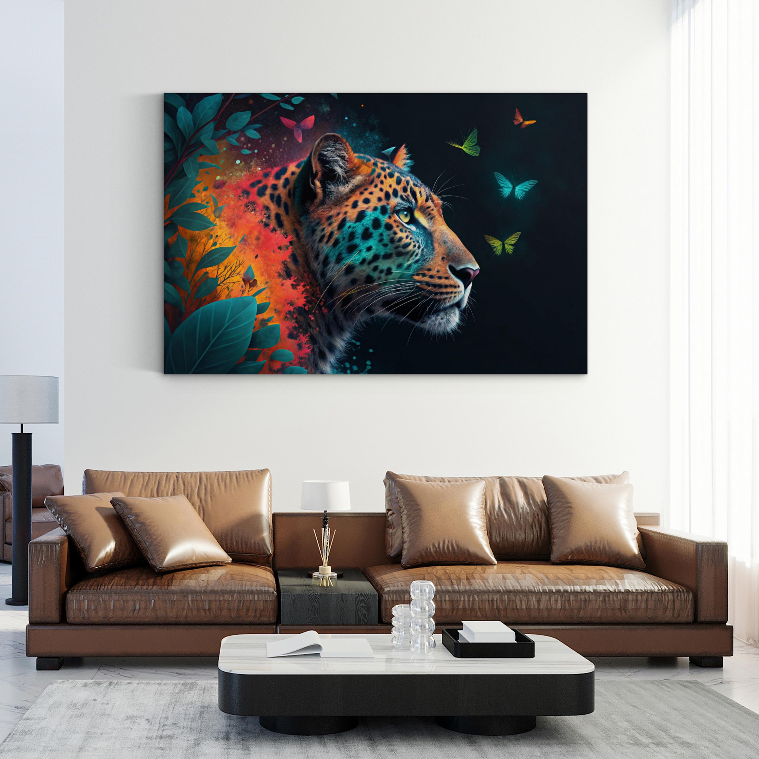 Colorful Leopard – Period Illustration Wall Art | Abstract Wildlife Canvas Print
