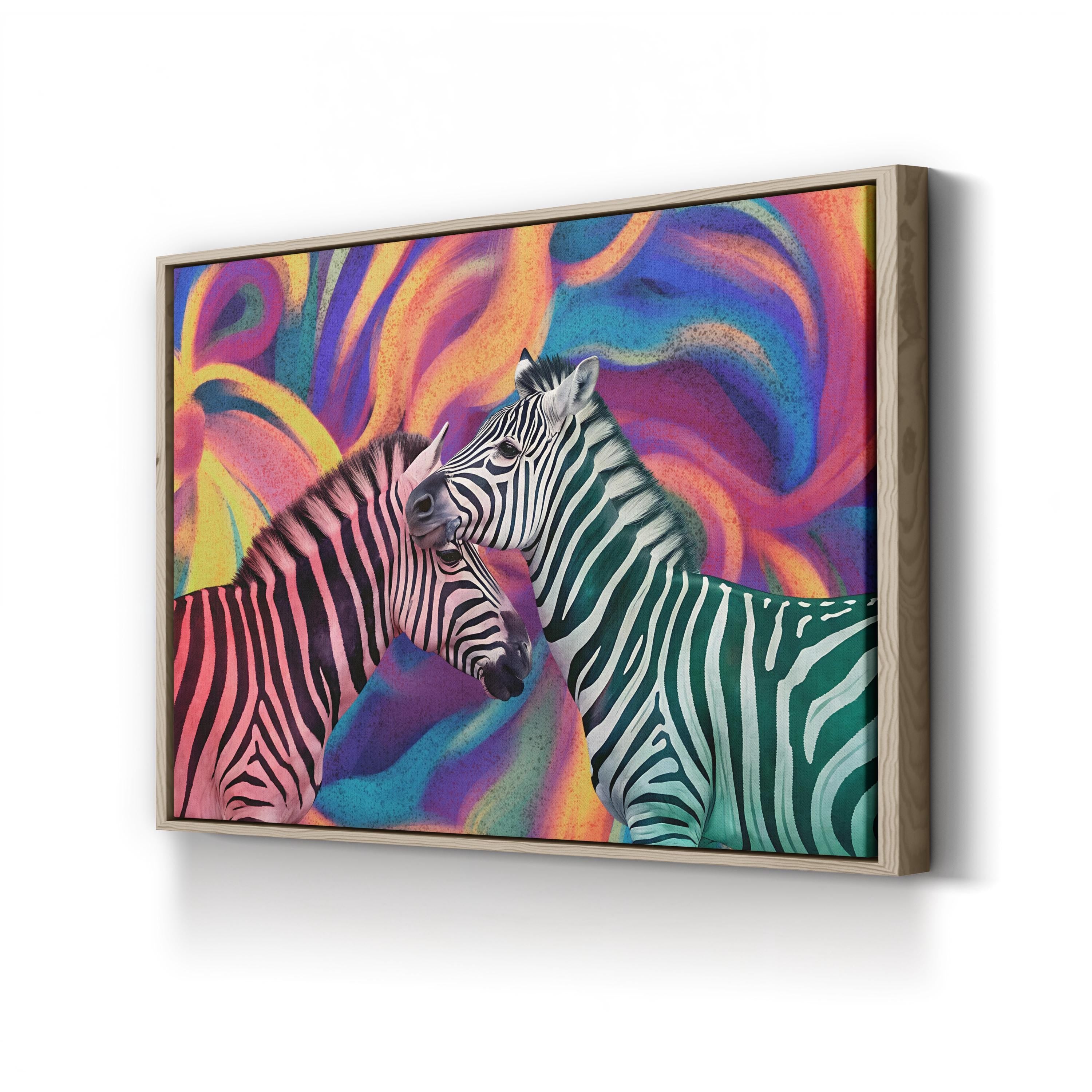 Colorful Zebra – Period Illustration Wall Art | Modern Wildlife Canvas Print