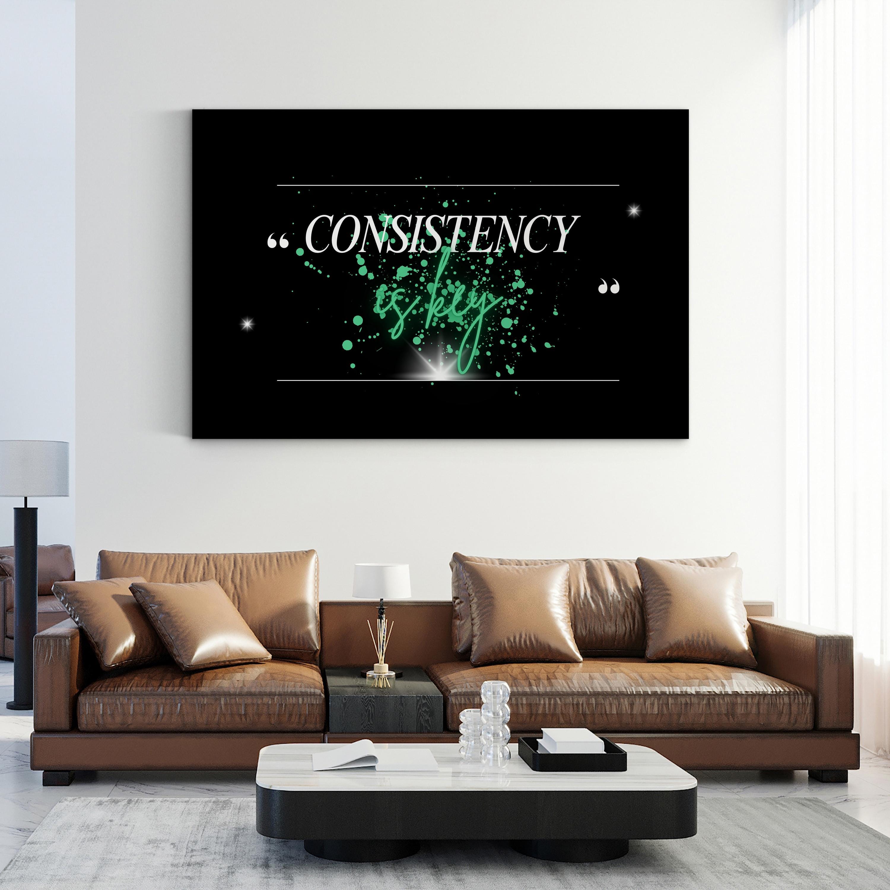 Consistency Is Key Wall Art | Army Green Motivational Typography Canvas Print