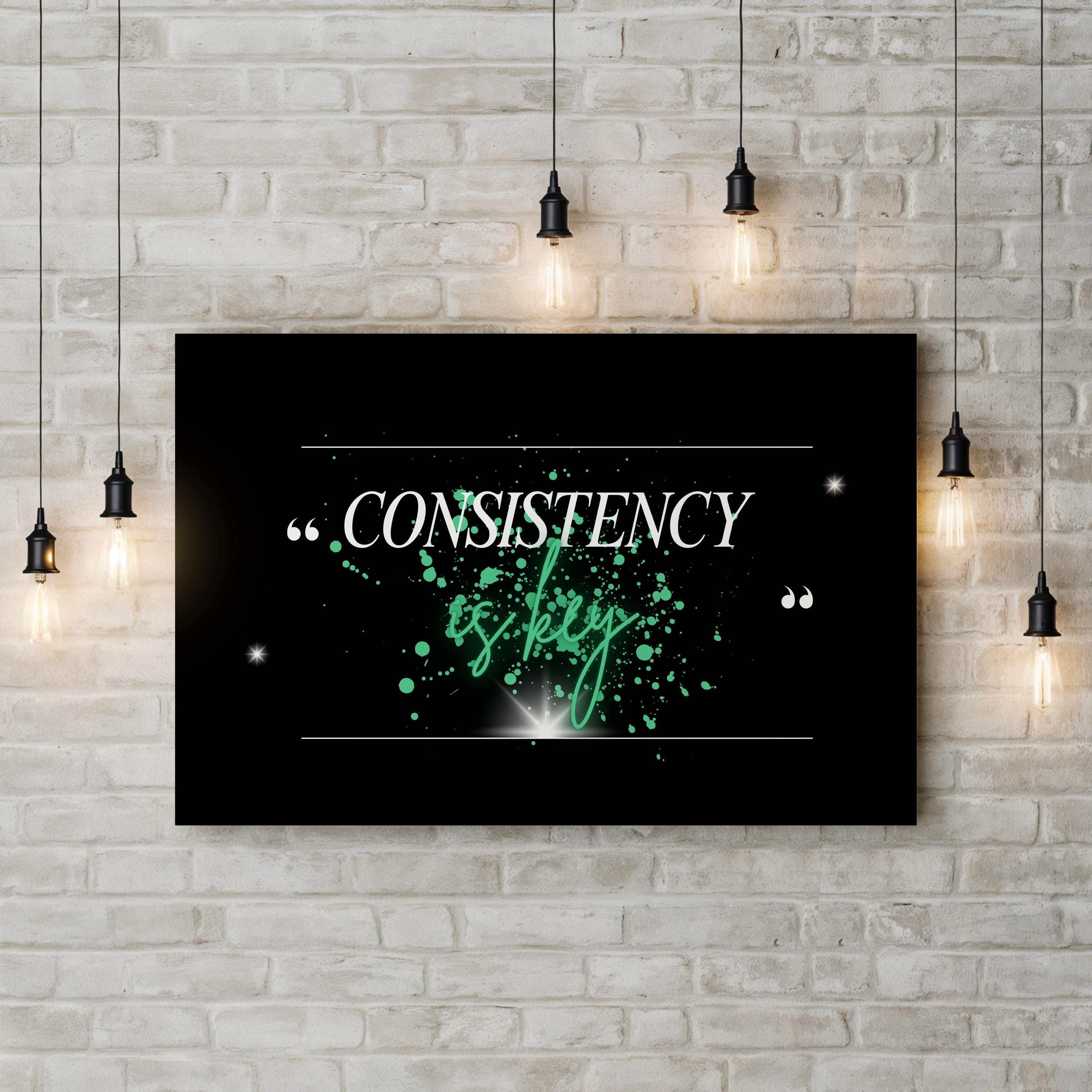 Consistency Is Key Wall Art | Army Green Motivational Typography Canvas Print