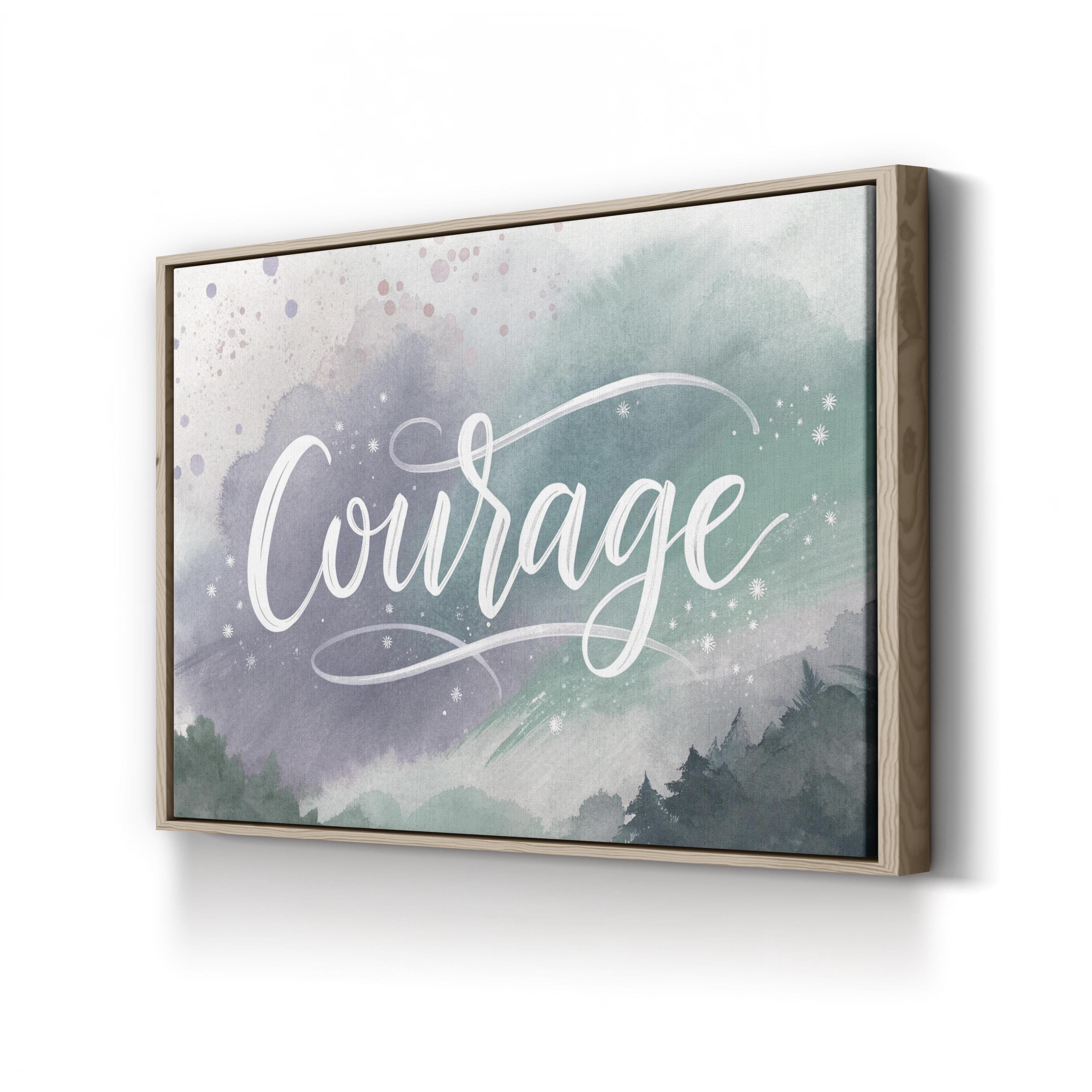 Motivational Courage Wall Art | “Courage” Abstract Watercolor Typography Canvas Print
