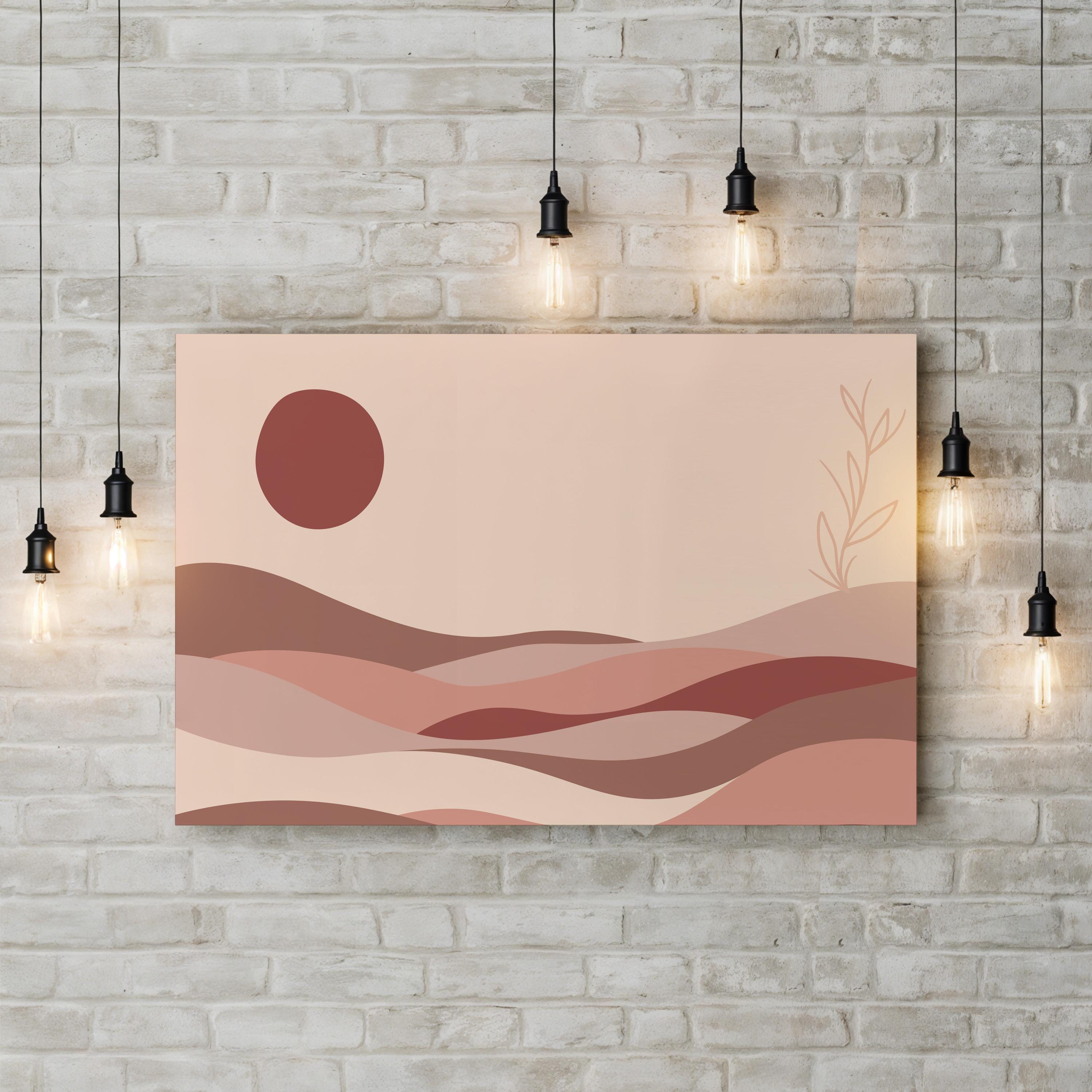 Boho Desert Dunes – Period Illustration Wall Art | Minimalist Bohemian Landscape Canvas Print