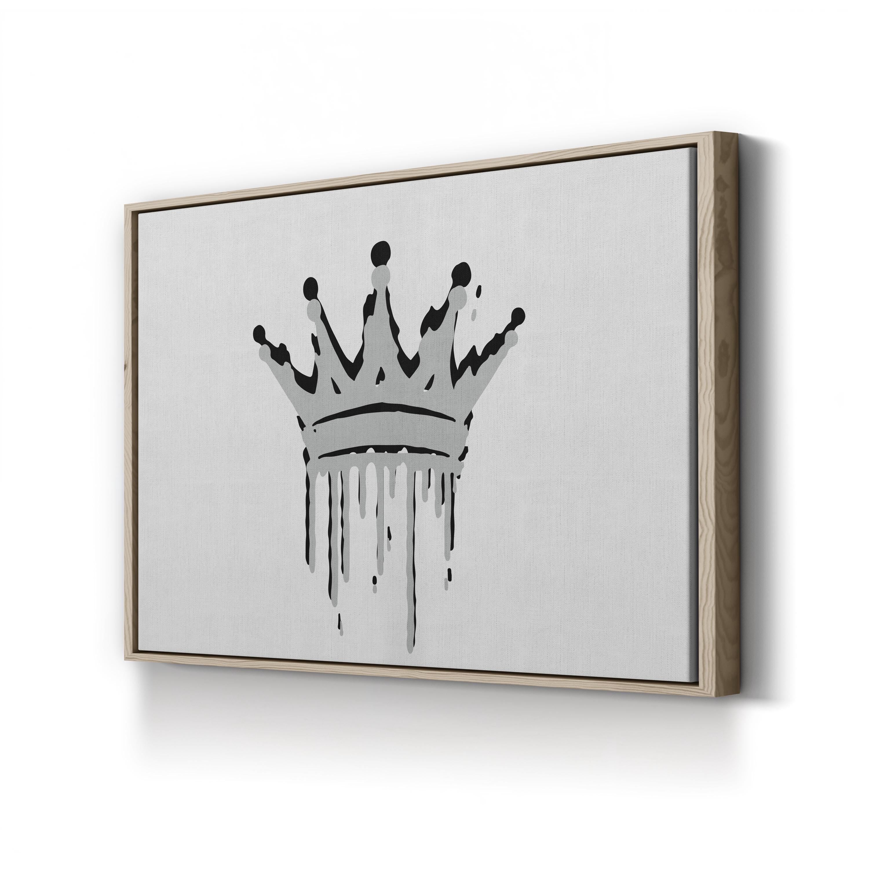 Crown Calligraphy Royal – Period Illustration Wall Art | Black White Gold Canvas Print
