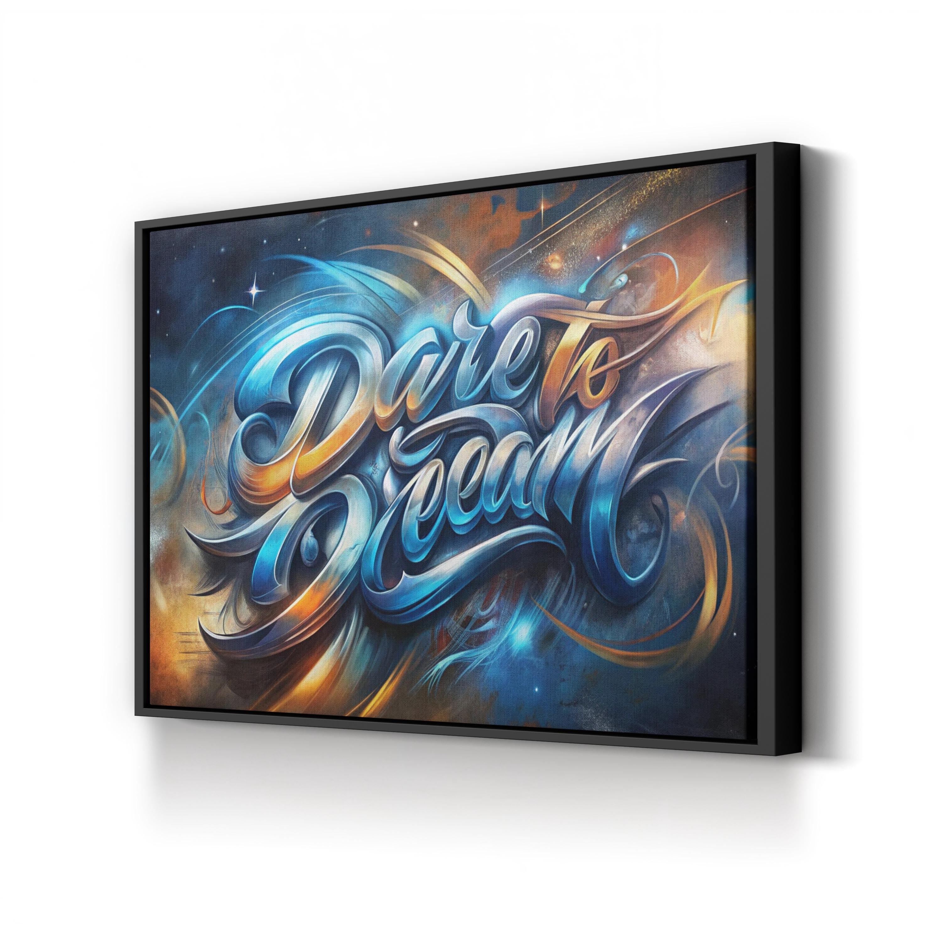 Dare to Dream Typography – Period Illustration Wall Art | Inspirational Canvas Print