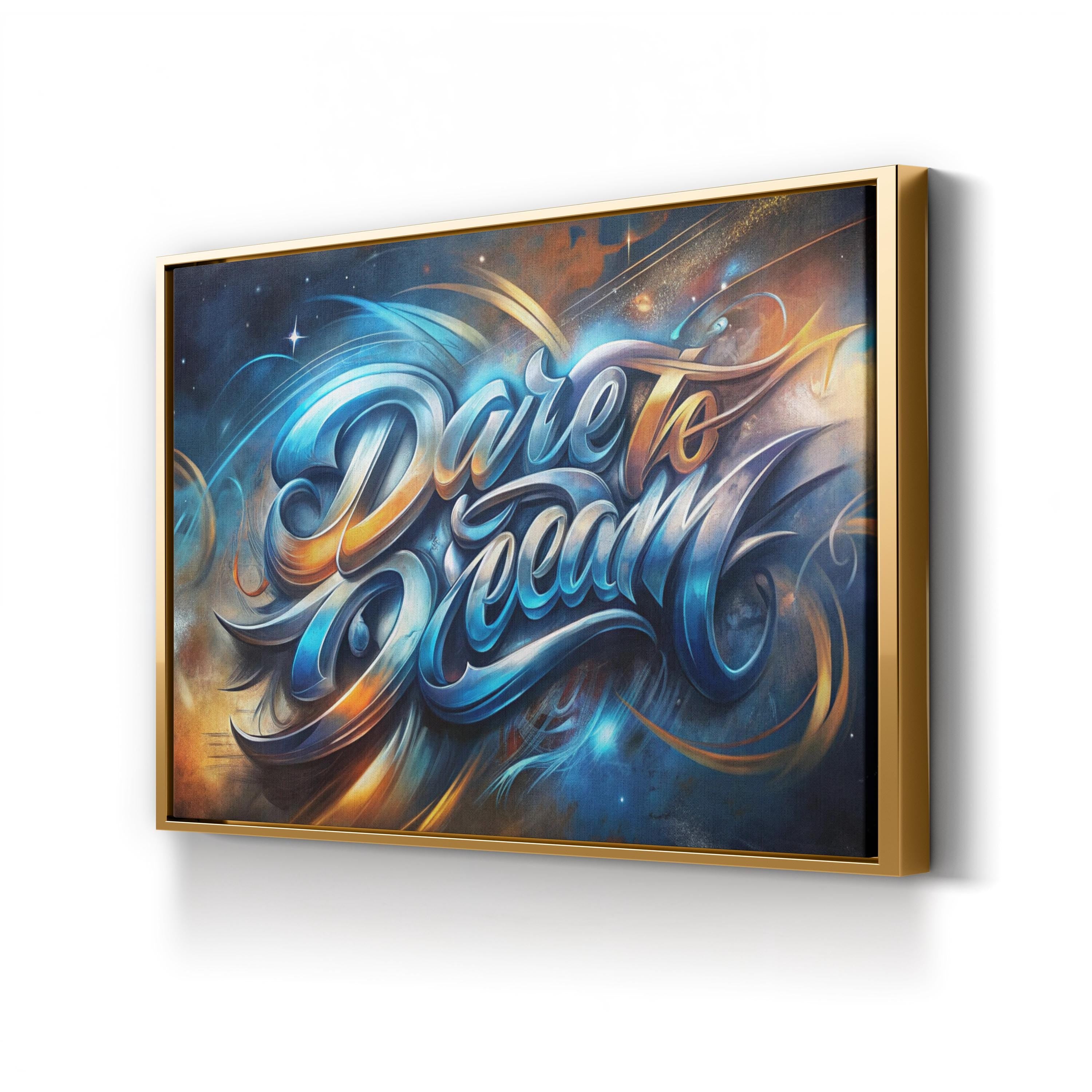Dare to Dream Typography – Period Illustration Wall Art | Inspirational Canvas Print