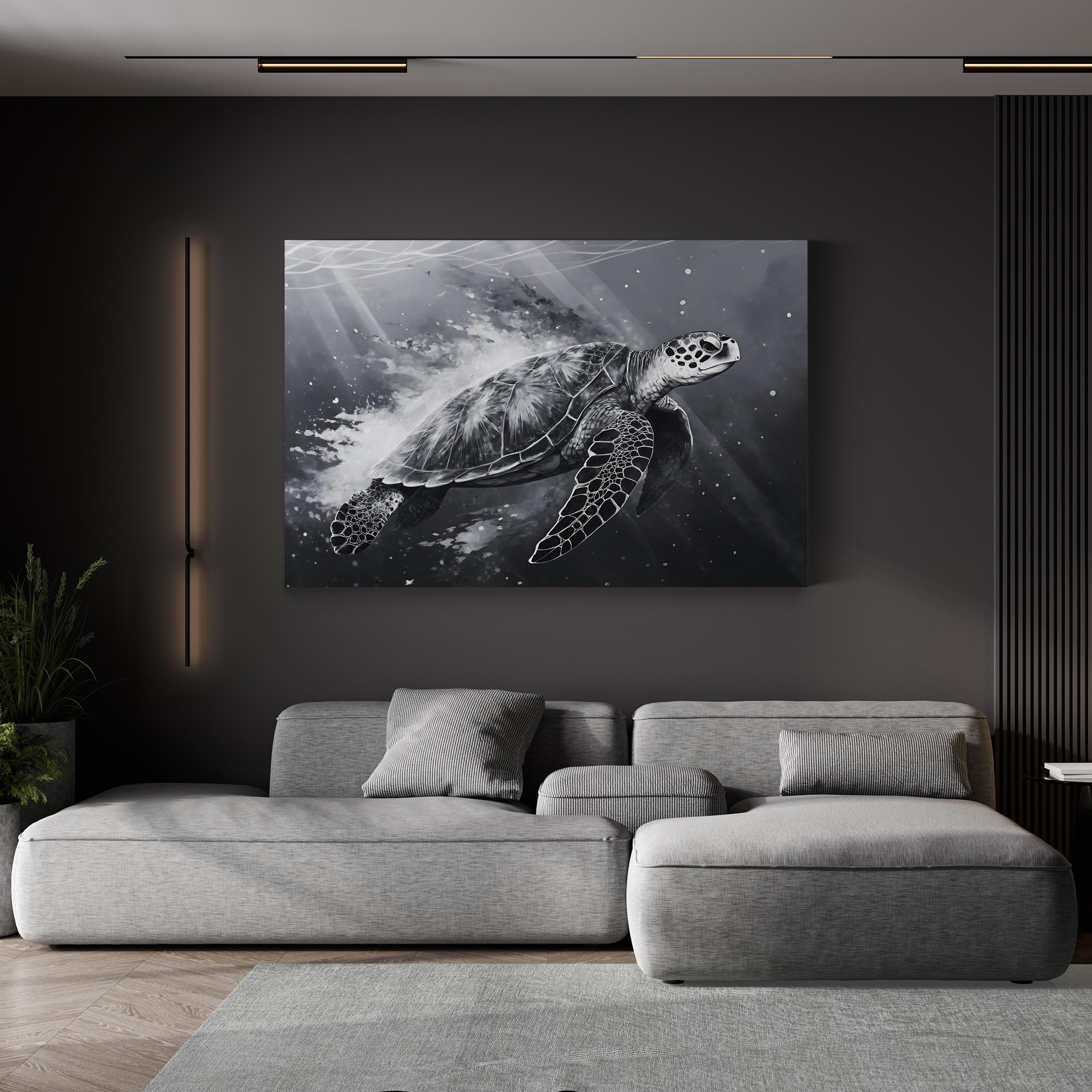 Sea Turtle Black & White – Vintage Photography Wall Art | Coastal Wildlife Canvas Print