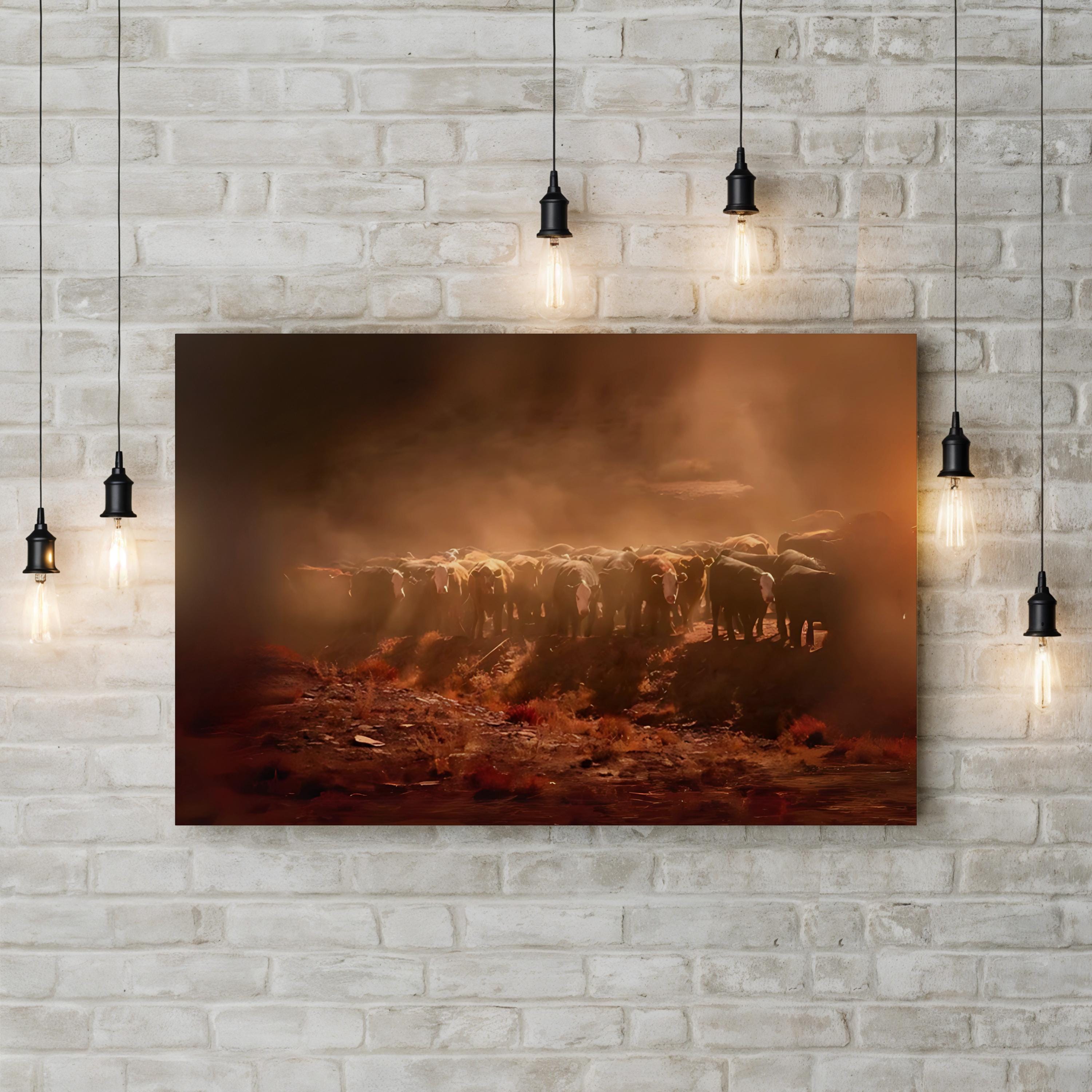 Cattle Herd Canvas – Rural Landscape Photography Wall Art