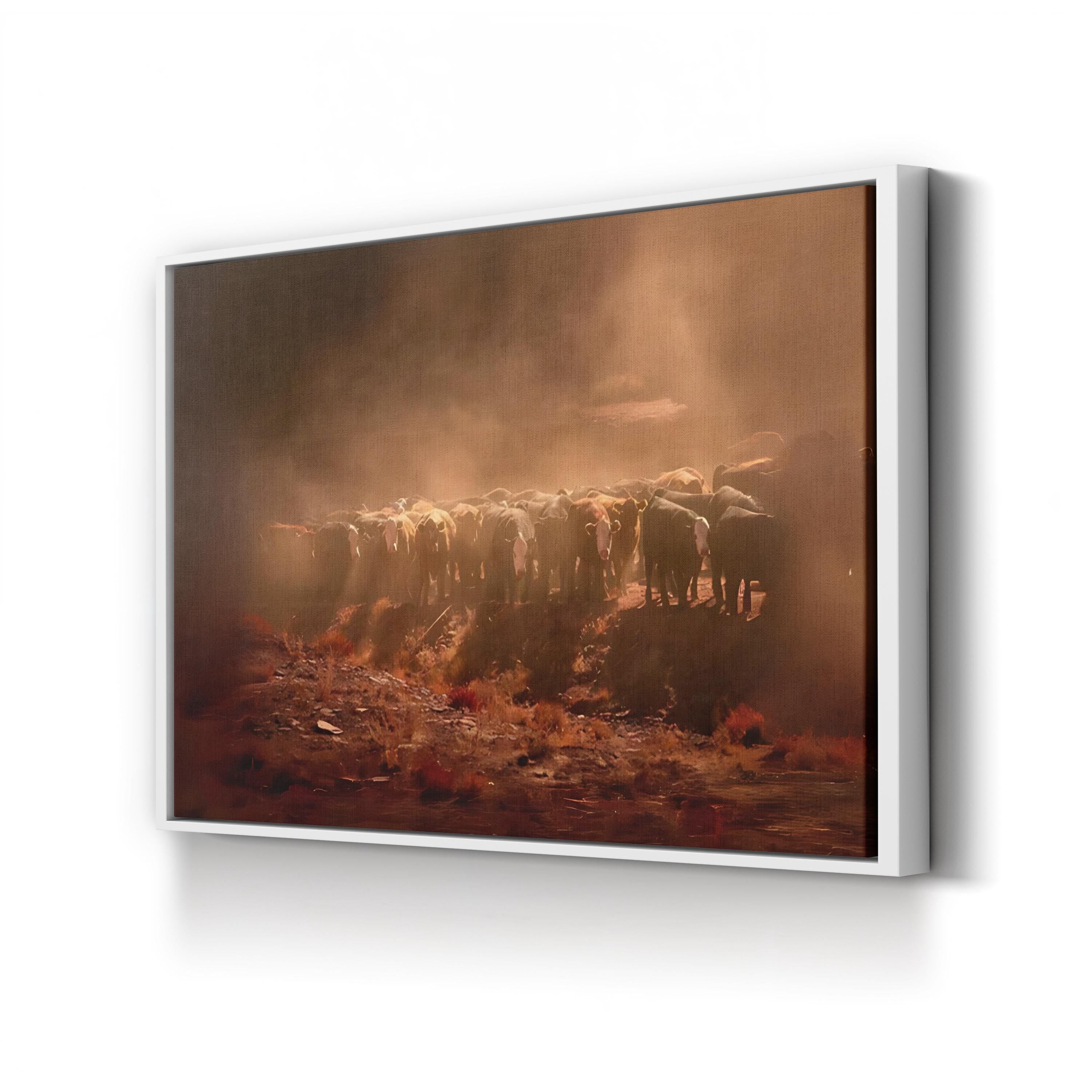 Cattle Herd Canvas – Rural Landscape Photography Wall Art