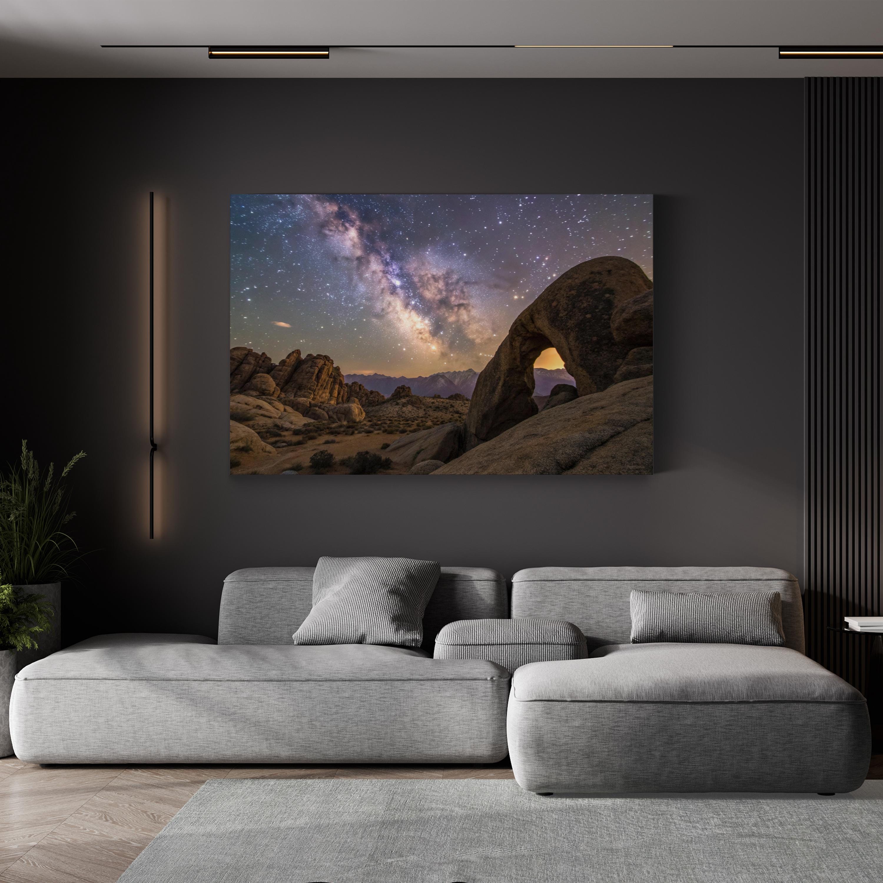 Milky Way Desert Arch – Vintage Photography Wall Art | Starry Night Canvas Print