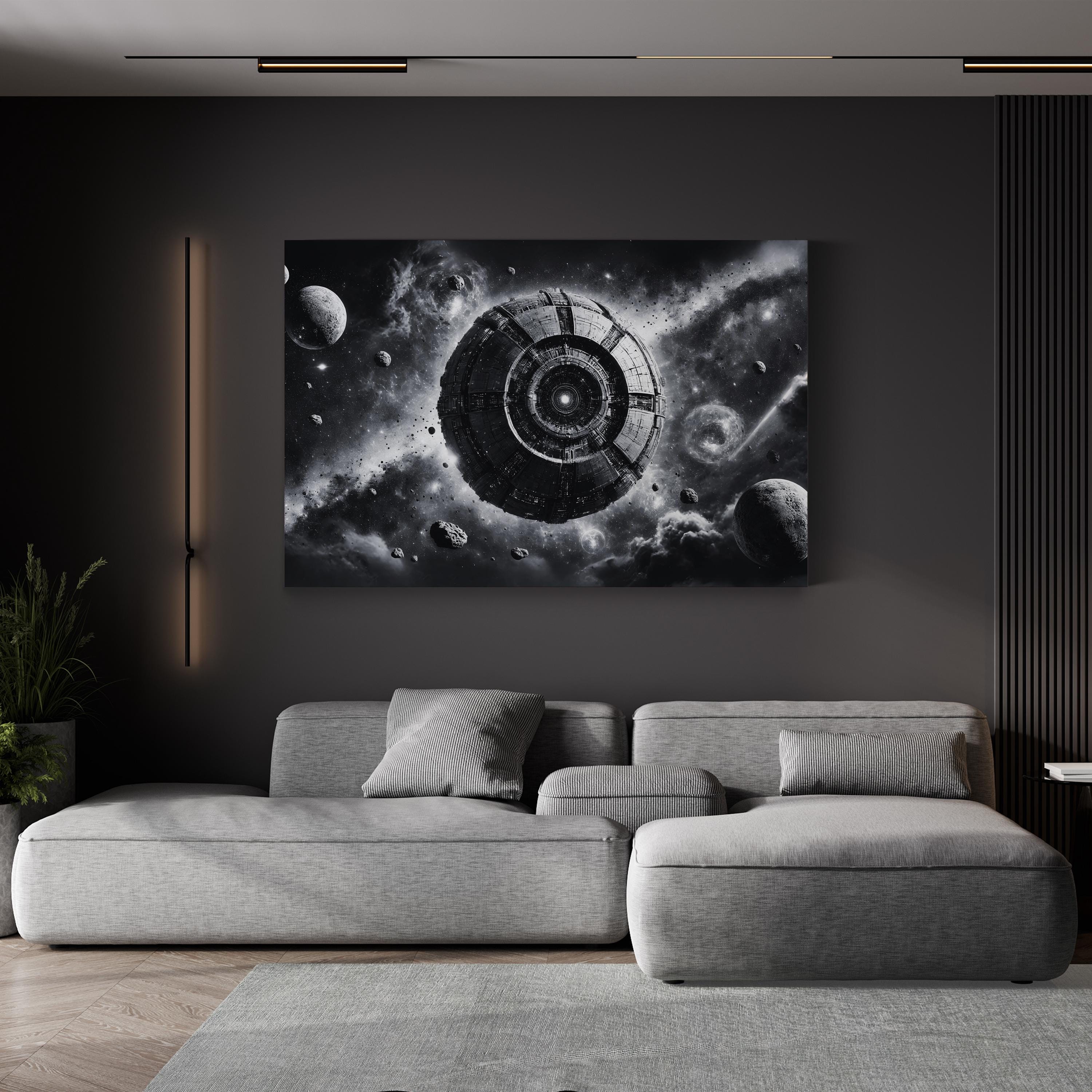 Cosmic Disturbance B&W Canvas – Motivational Galaxy Wall Art