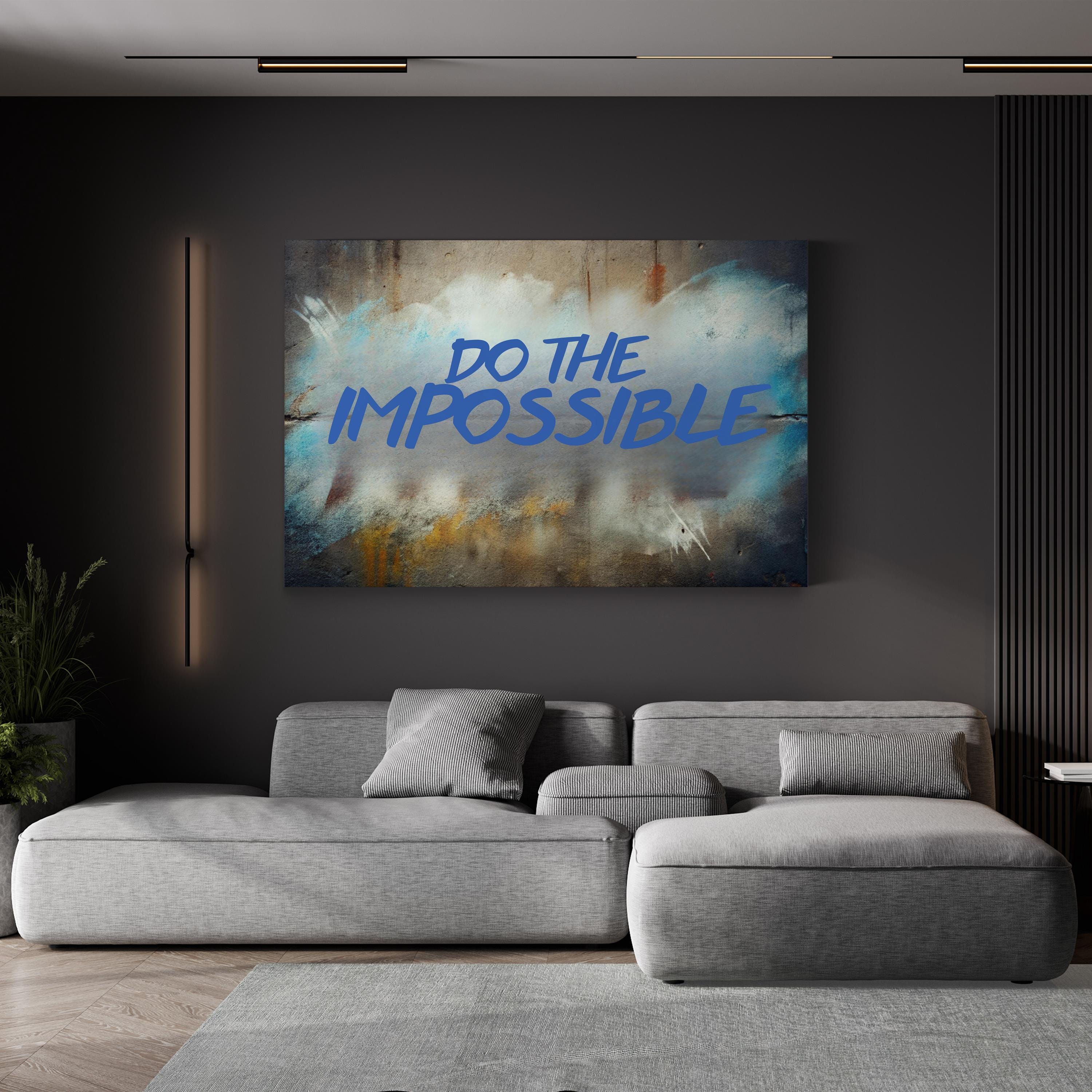 Do the Impossible Wall Art – Blue Graffiti Stencil Motivational Canvas Print