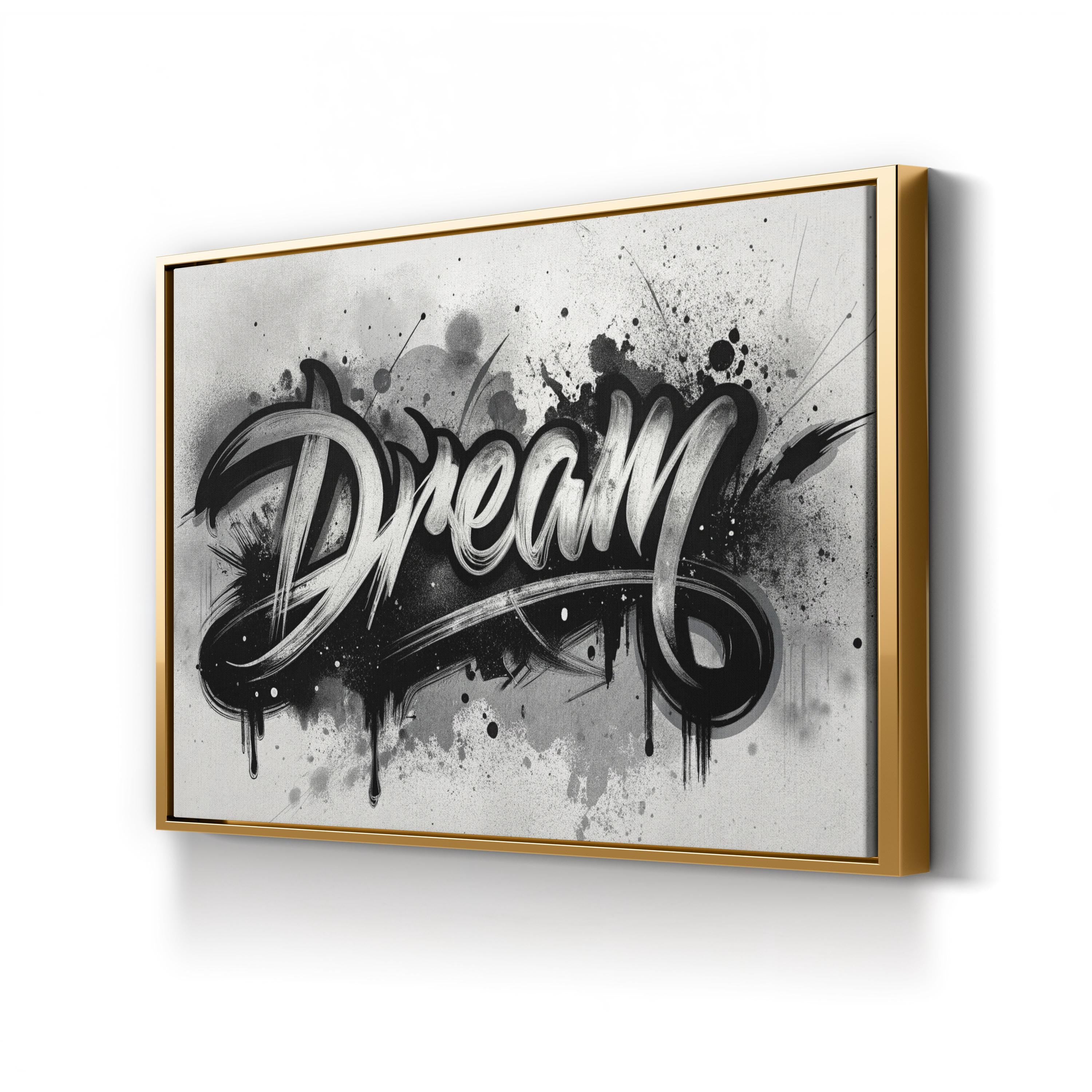 Dream Calligraphy Minimalist – Period Illustration Wall Art | Black & White Canvas Print