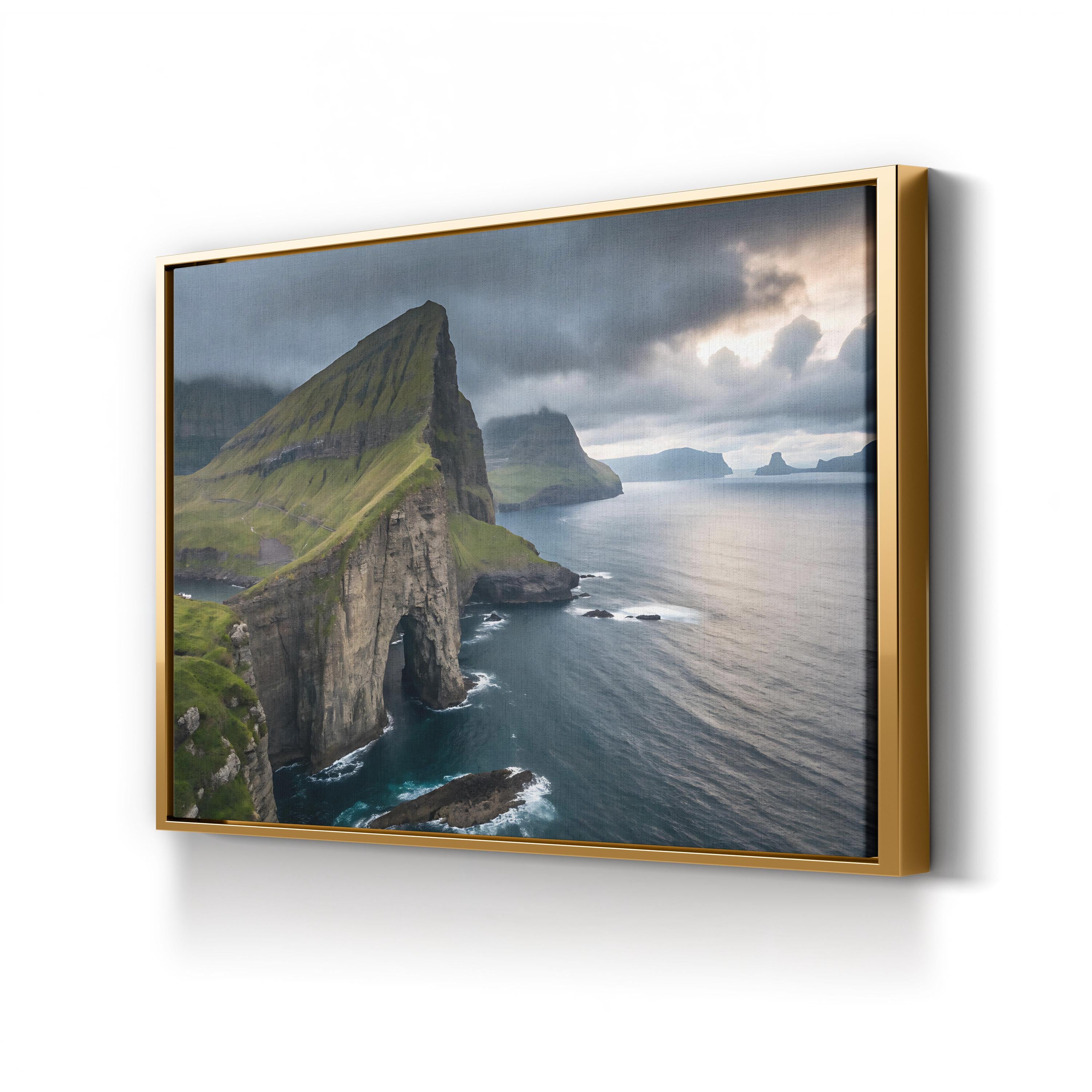 Drangarnir Faroe Islands Canvas Wall Art — North Atlantic Sea Stacks Coastal Landscape Print