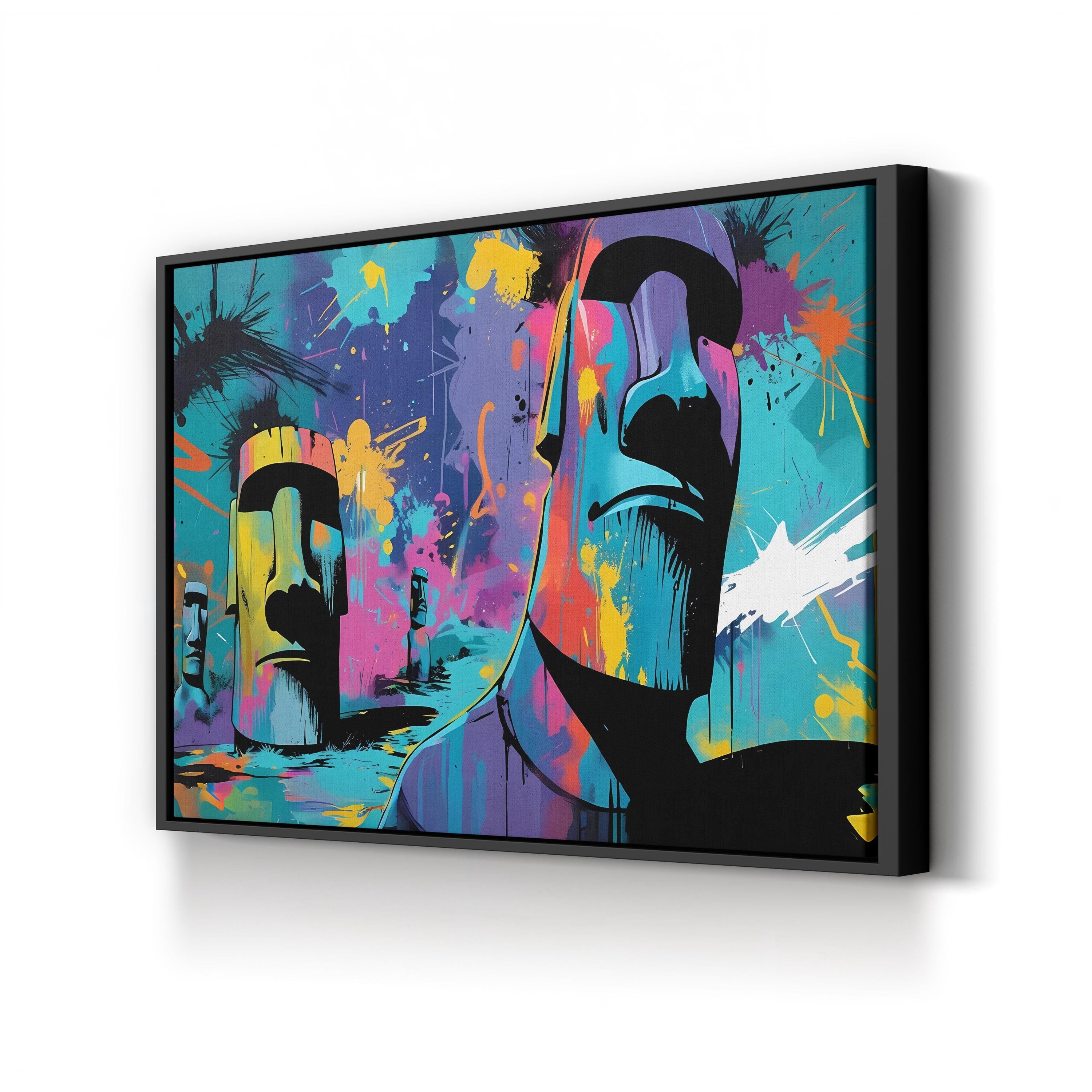 Moai Graffiti Easter Island – Period Illustration Wall Art | Statue Canvas Print