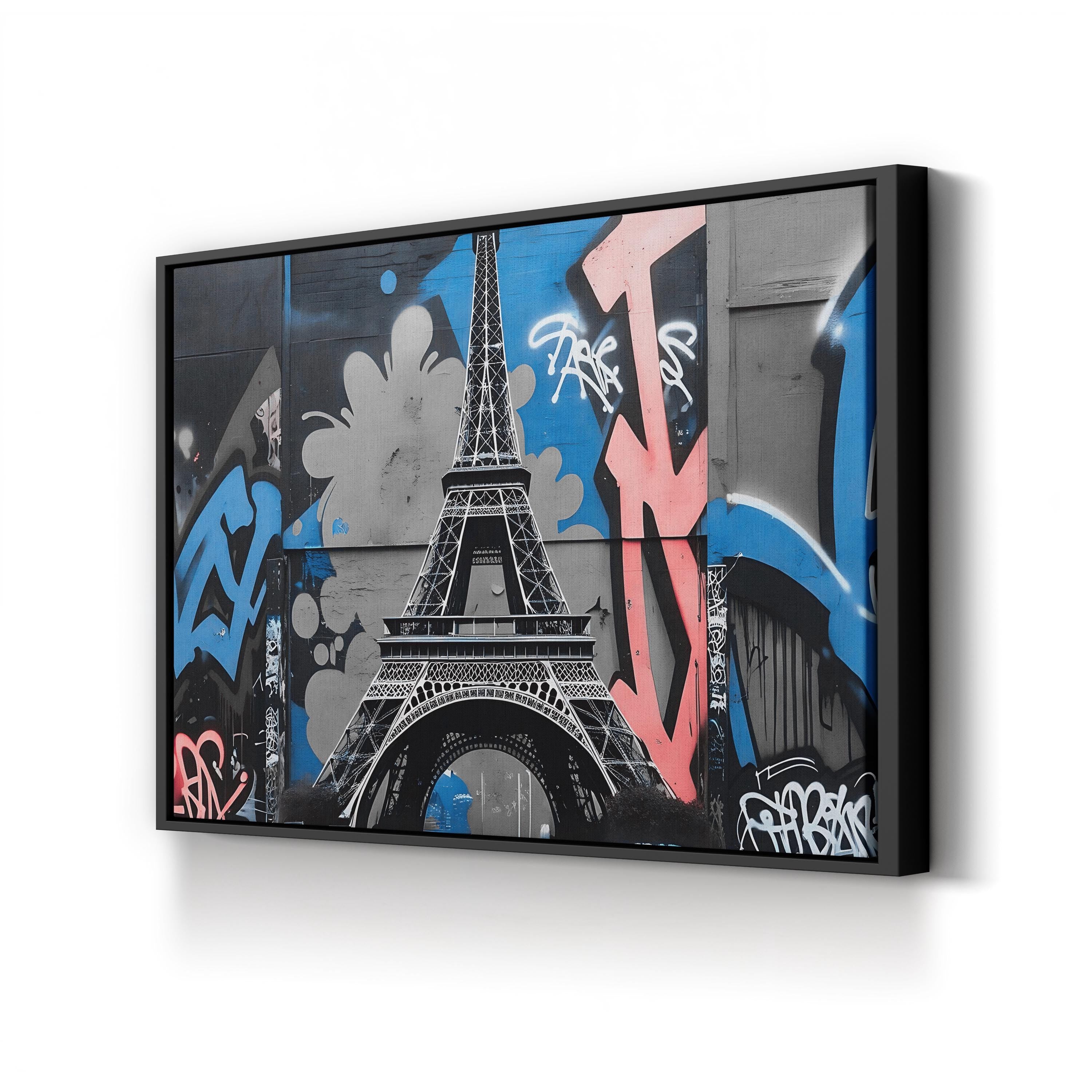 Eiffel Tower Graffiti Urban – Period Illustration Wall Art | Parisian Street Canvas Print