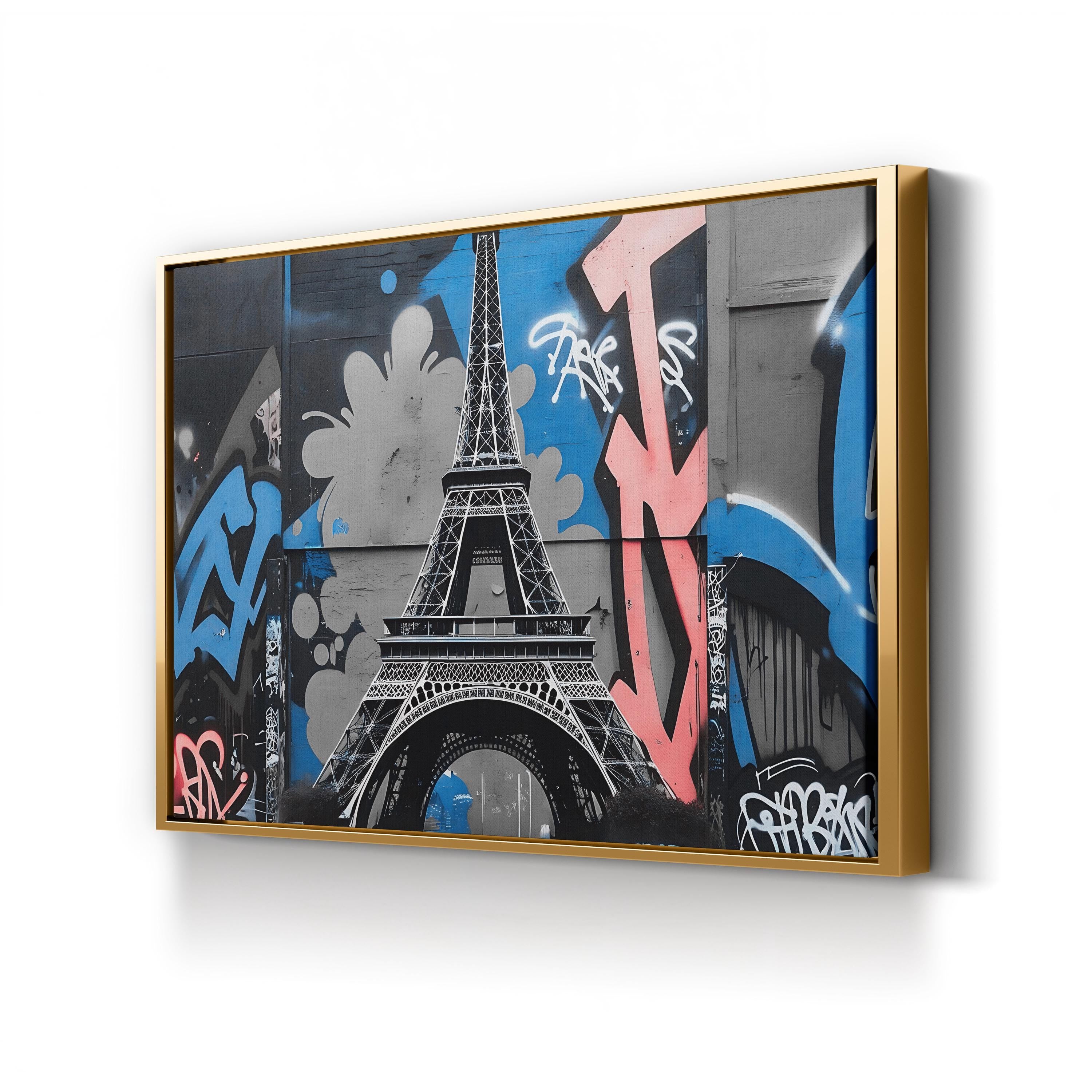 Eiffel Tower Graffiti Urban – Period Illustration Wall Art | Parisian Street Canvas Print