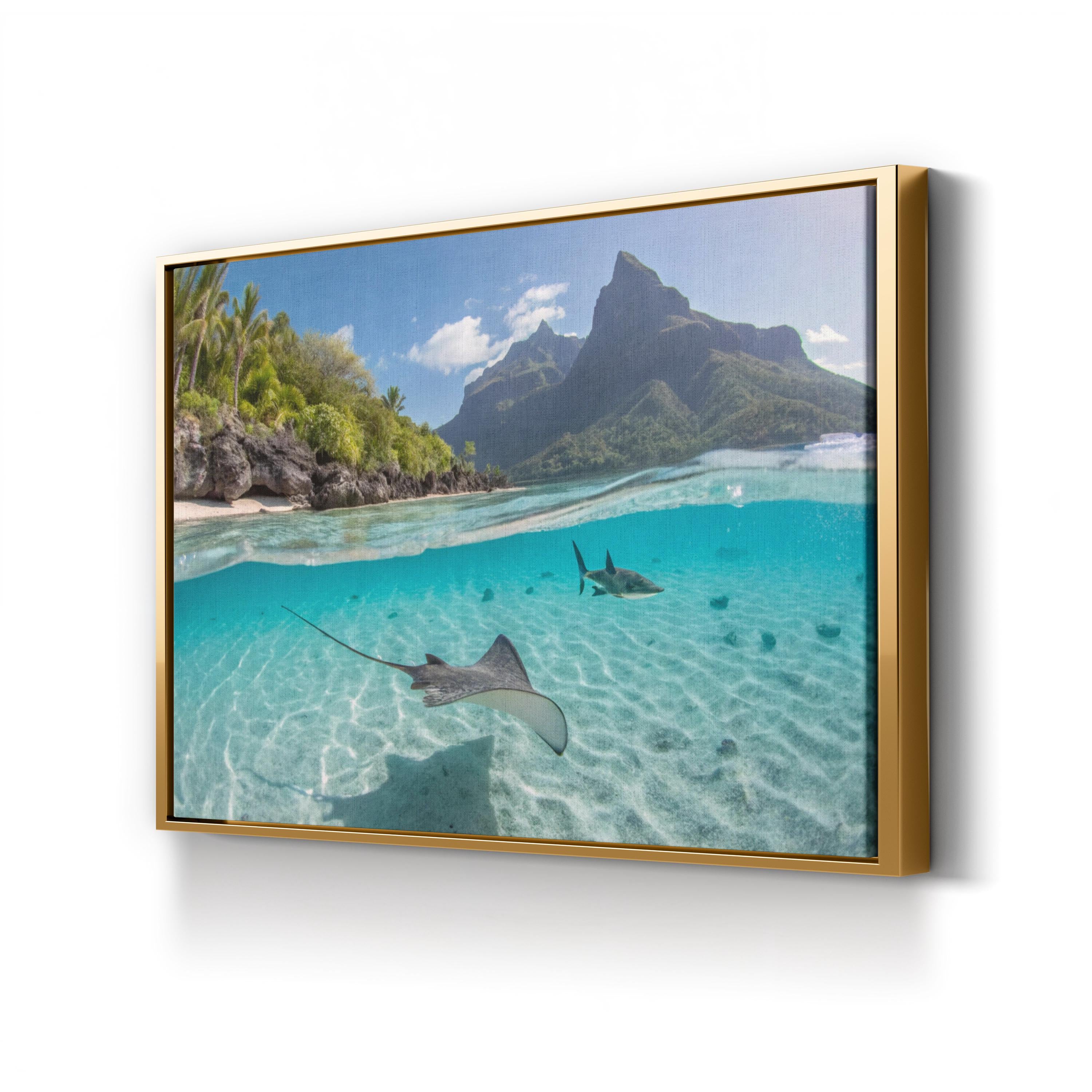 Tahiti Ocean, French Polynesia — Tahiti Coastal Mountain & Turquoise Lagoon Landscape Print