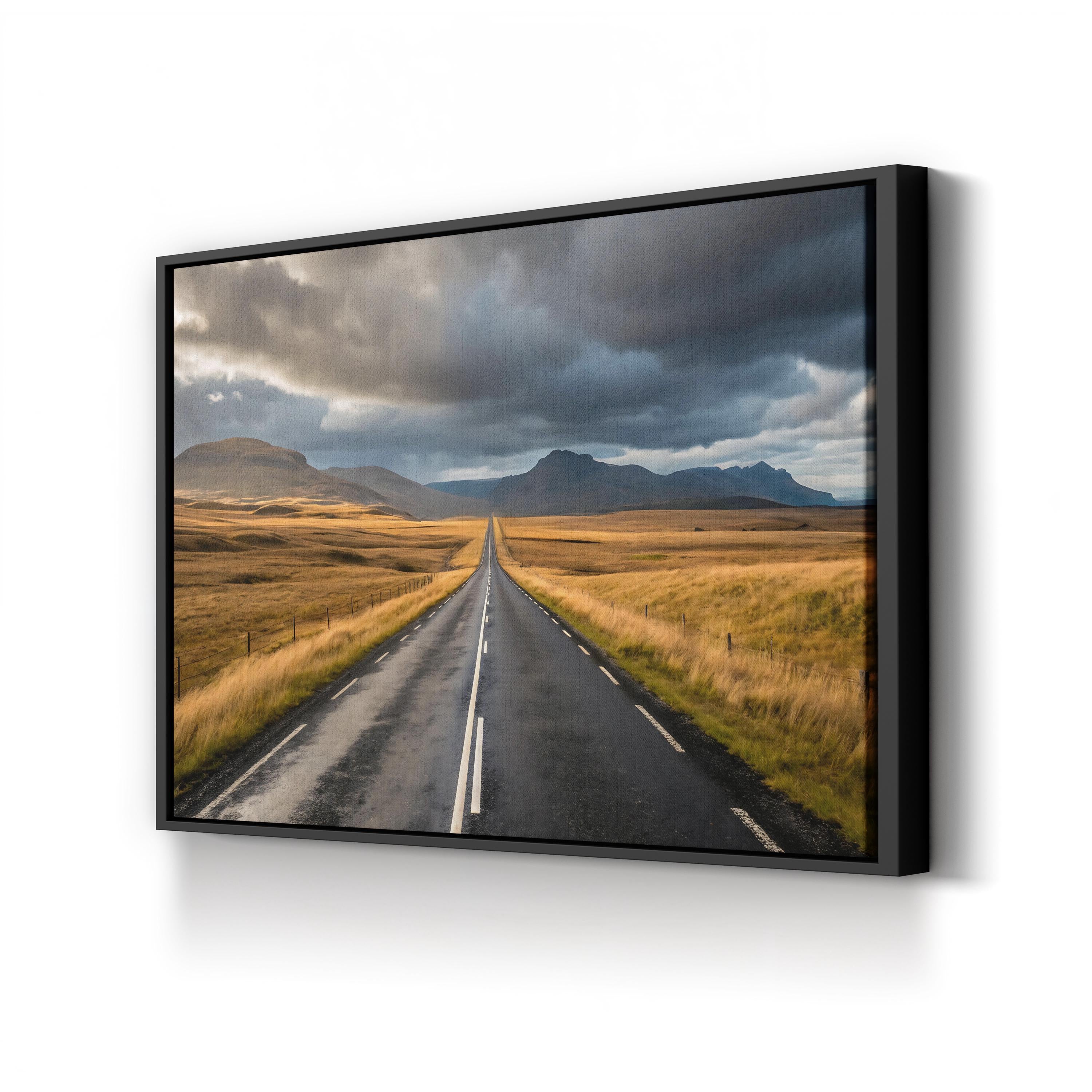 Iceland Open Road – Vintage Photography Wall Art | Scenic Landscape Canvas Print