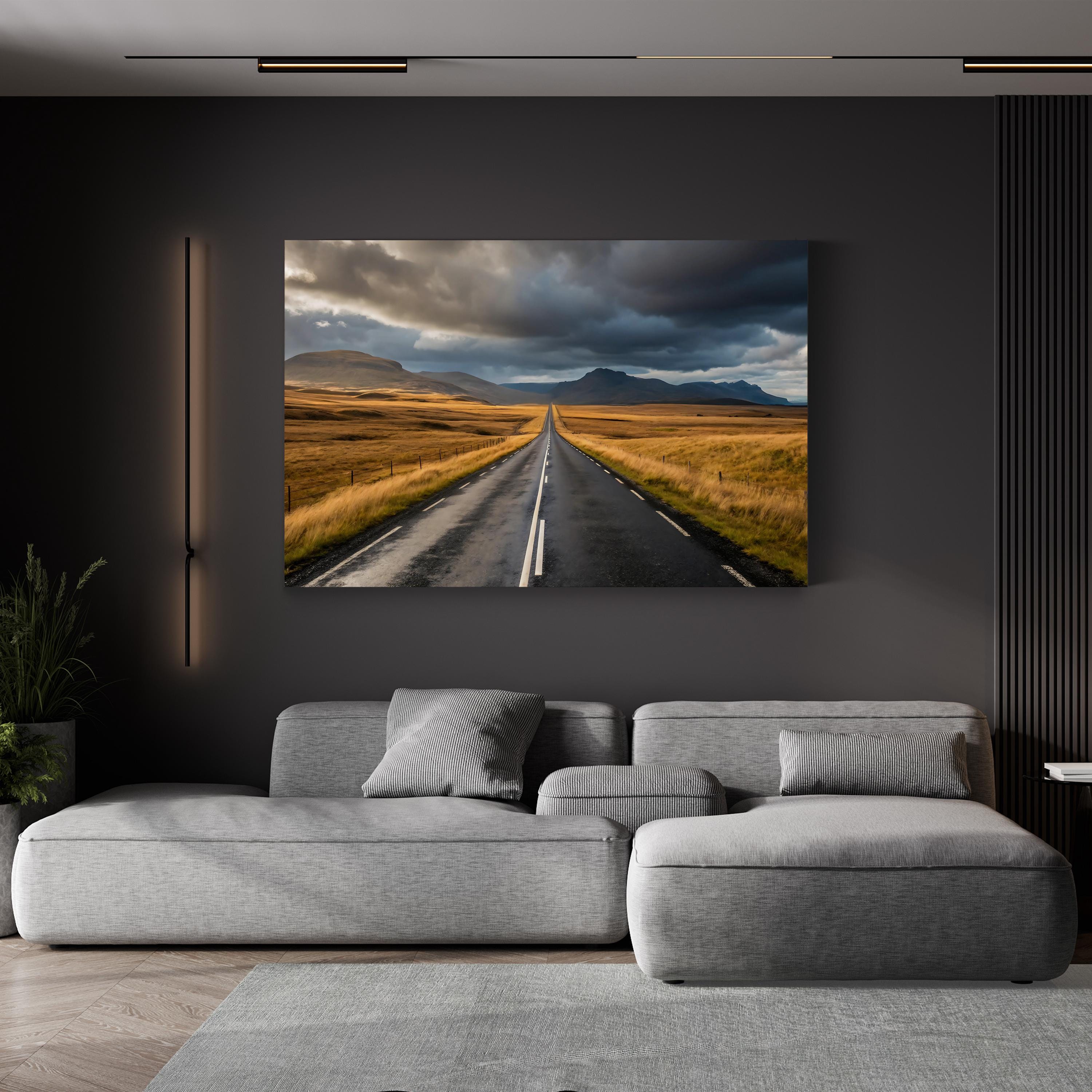 Iceland Open Road – Vintage Photography Wall Art | Scenic Landscape Canvas Print
