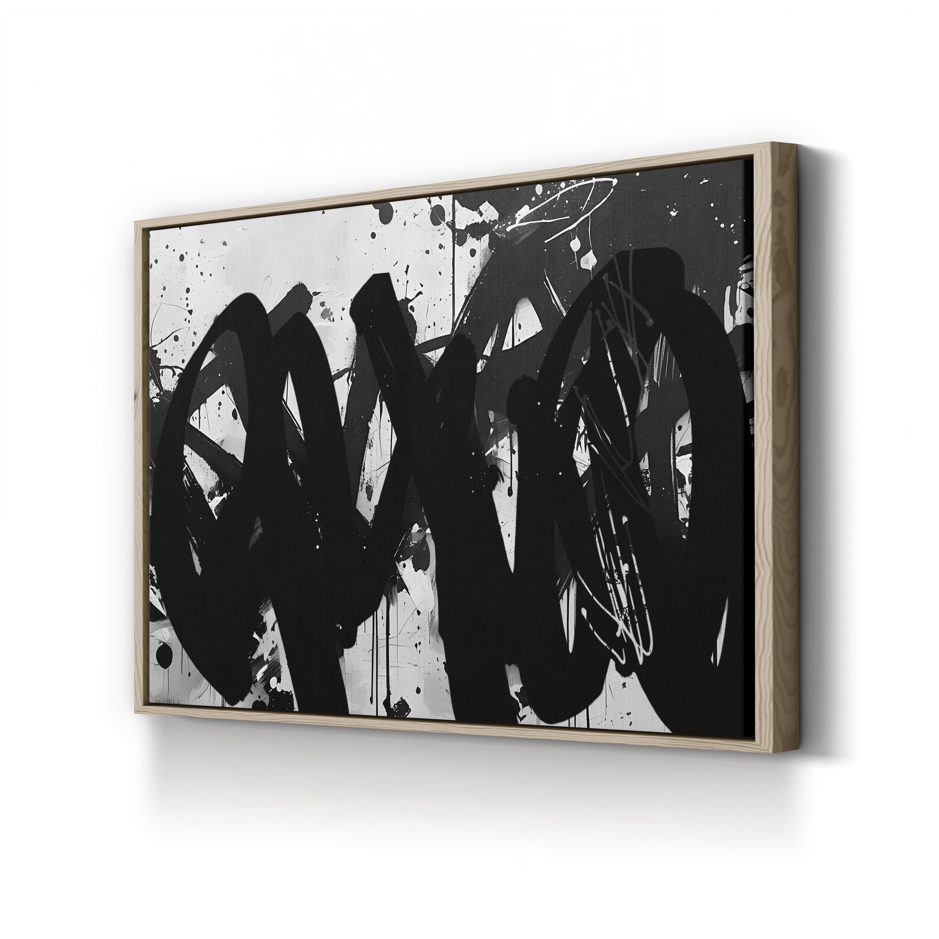 Abstract Black and White Brushwork – Period Illustration Wall Art | Modern Minimalist Canvas Print