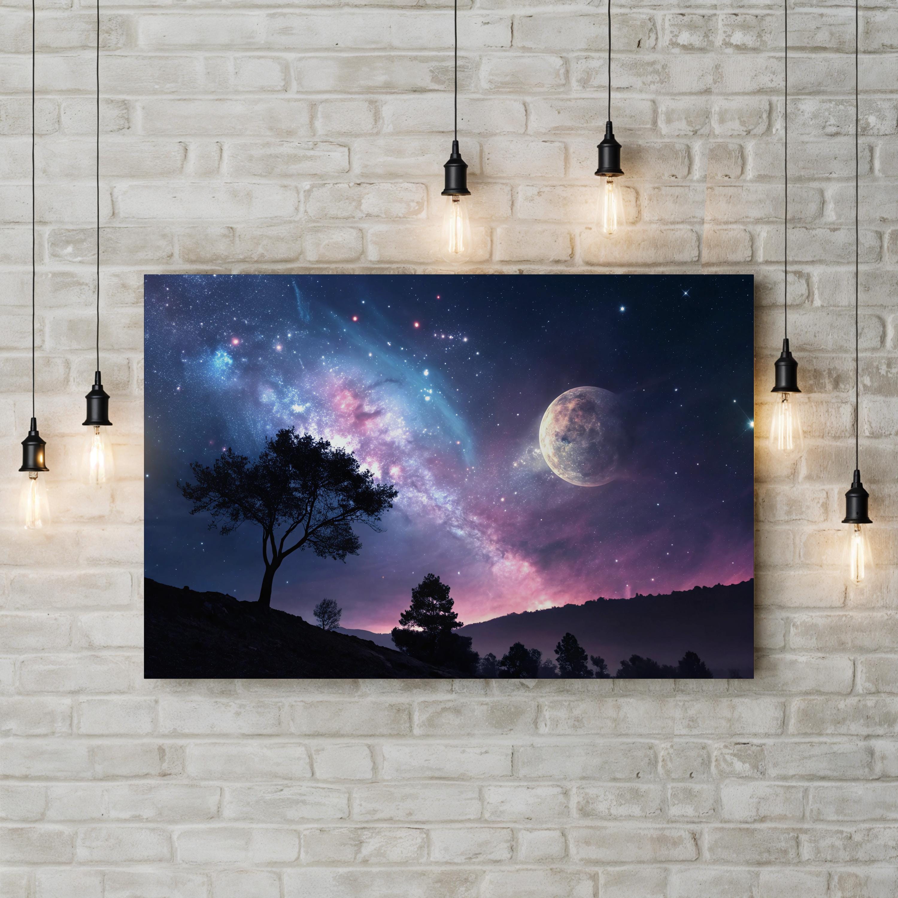Abstract Galaxy at Twilight – Period Illustration Wall Art | Cosmic Color Canvas Print