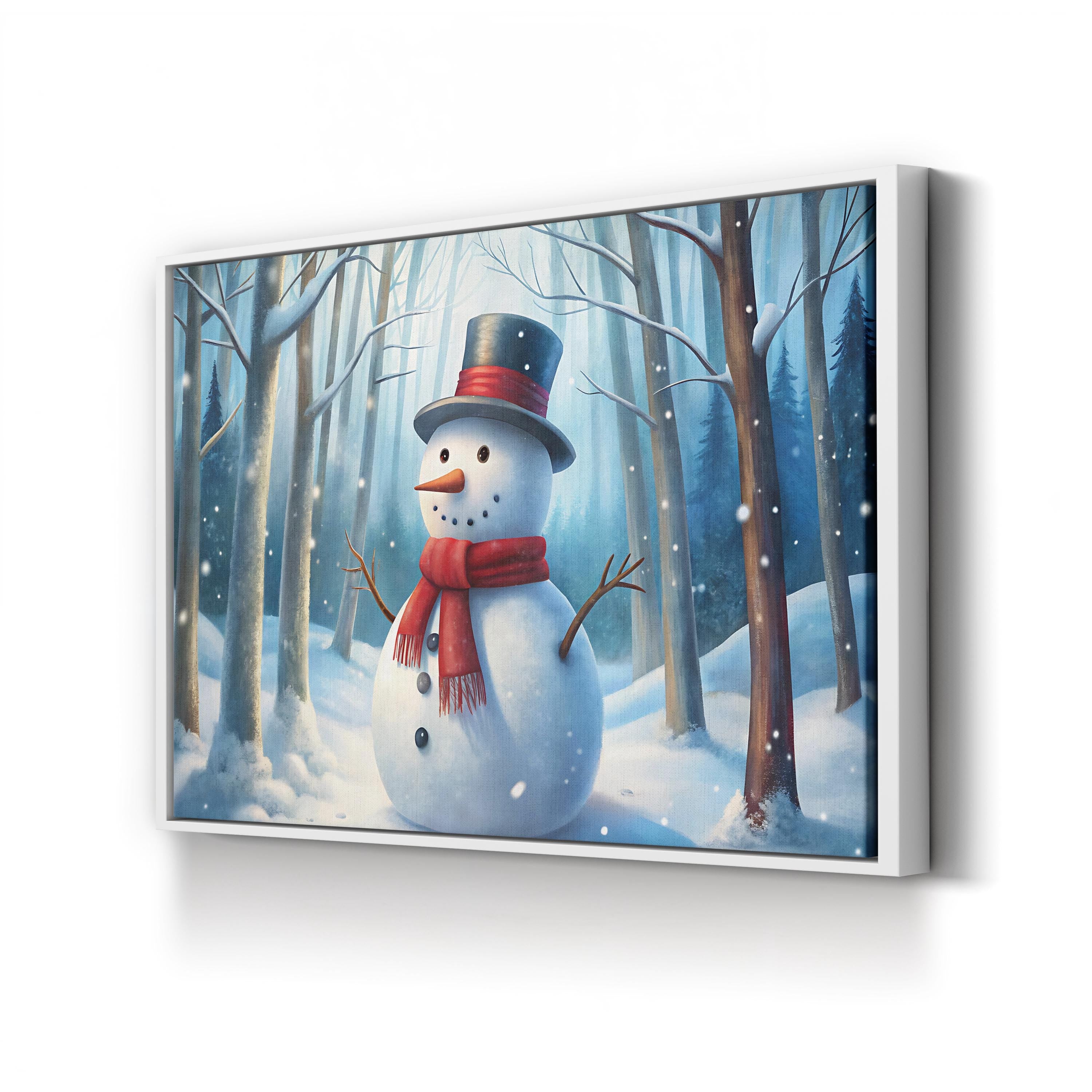 Festive Snowman – Period Illustration Wall Art | Winter Holiday Canvas Print