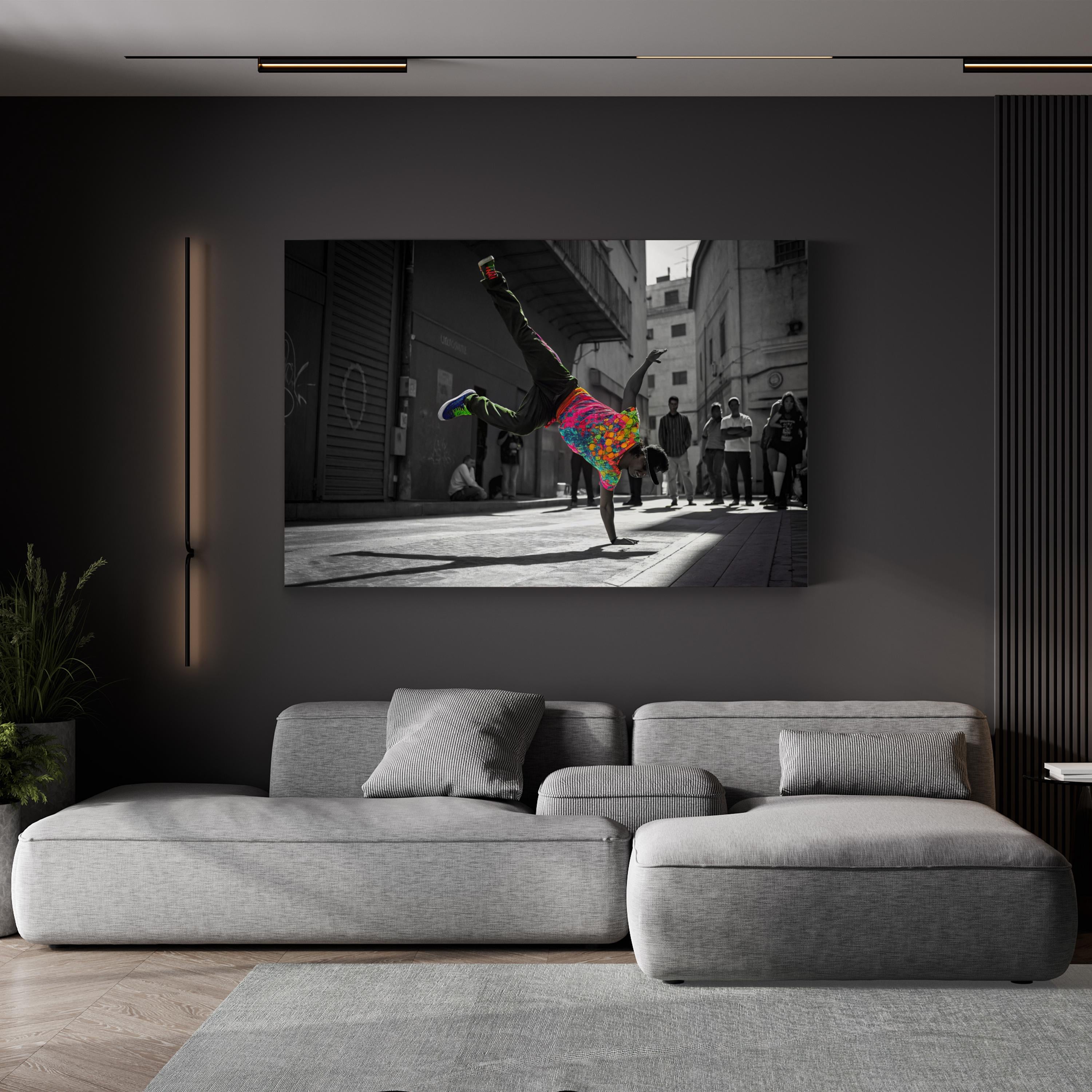 Breakdancer Urban – Period Illustration Wall Art | Street Art Canvas Print