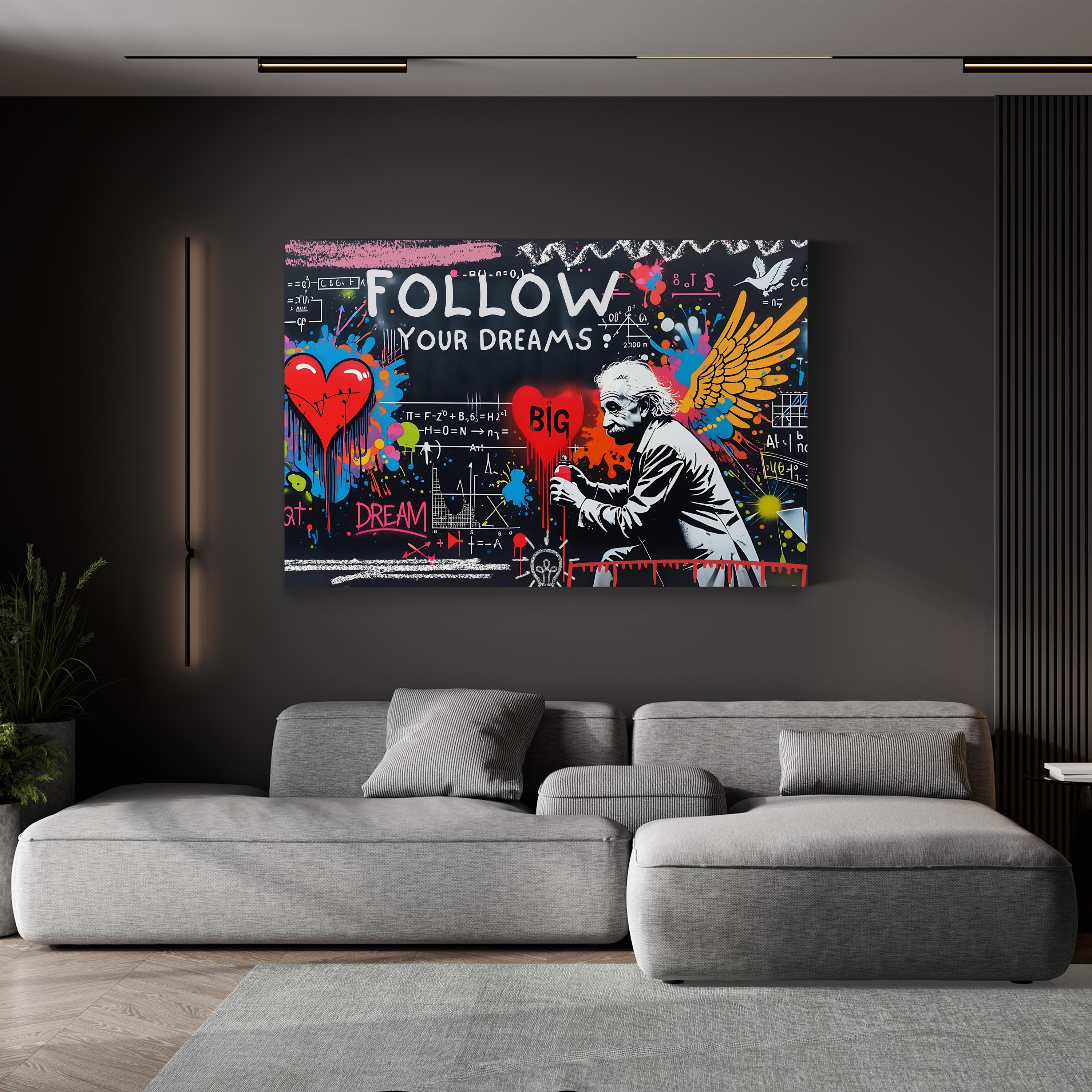 Follow Your Dreams Graffiti Wall Art – Contemporary Urban Street Art Canvas Print