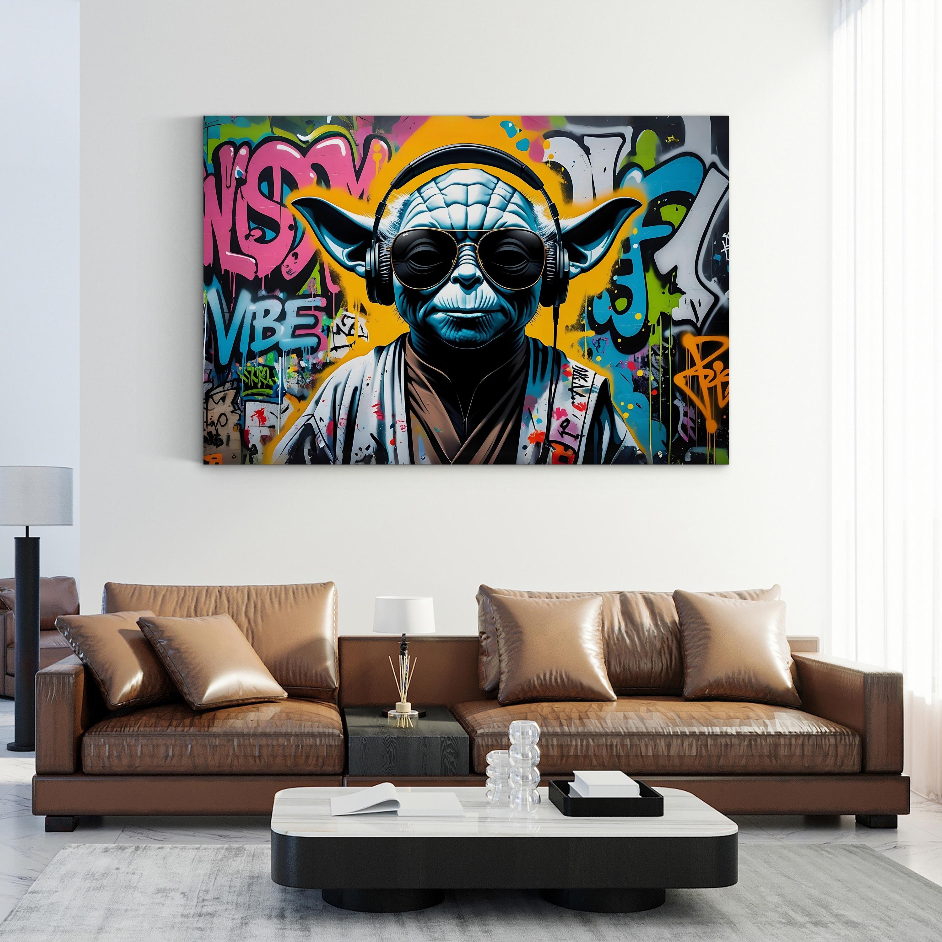 Graffiti Alien DJ – Period Illustration Wall Art | Street Art Canvas Print