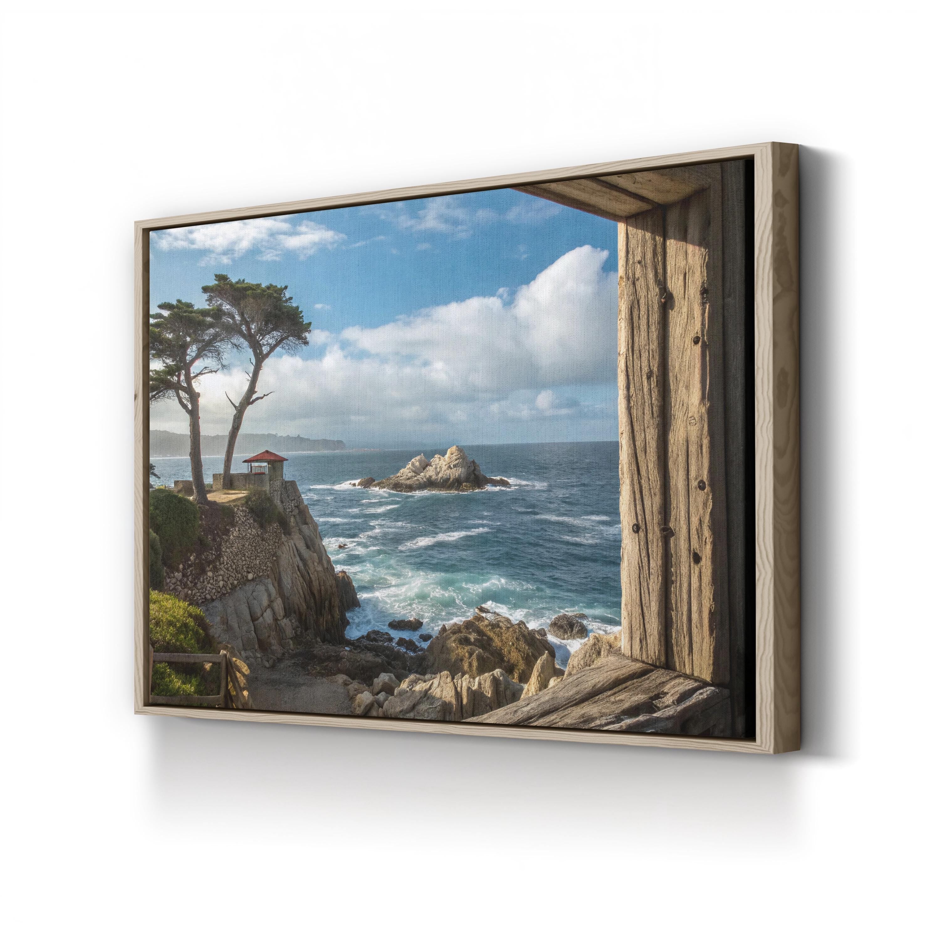 Coastal Window Ocean View – Vintage Photography Wall Art | Rustic Beach Canvas Print