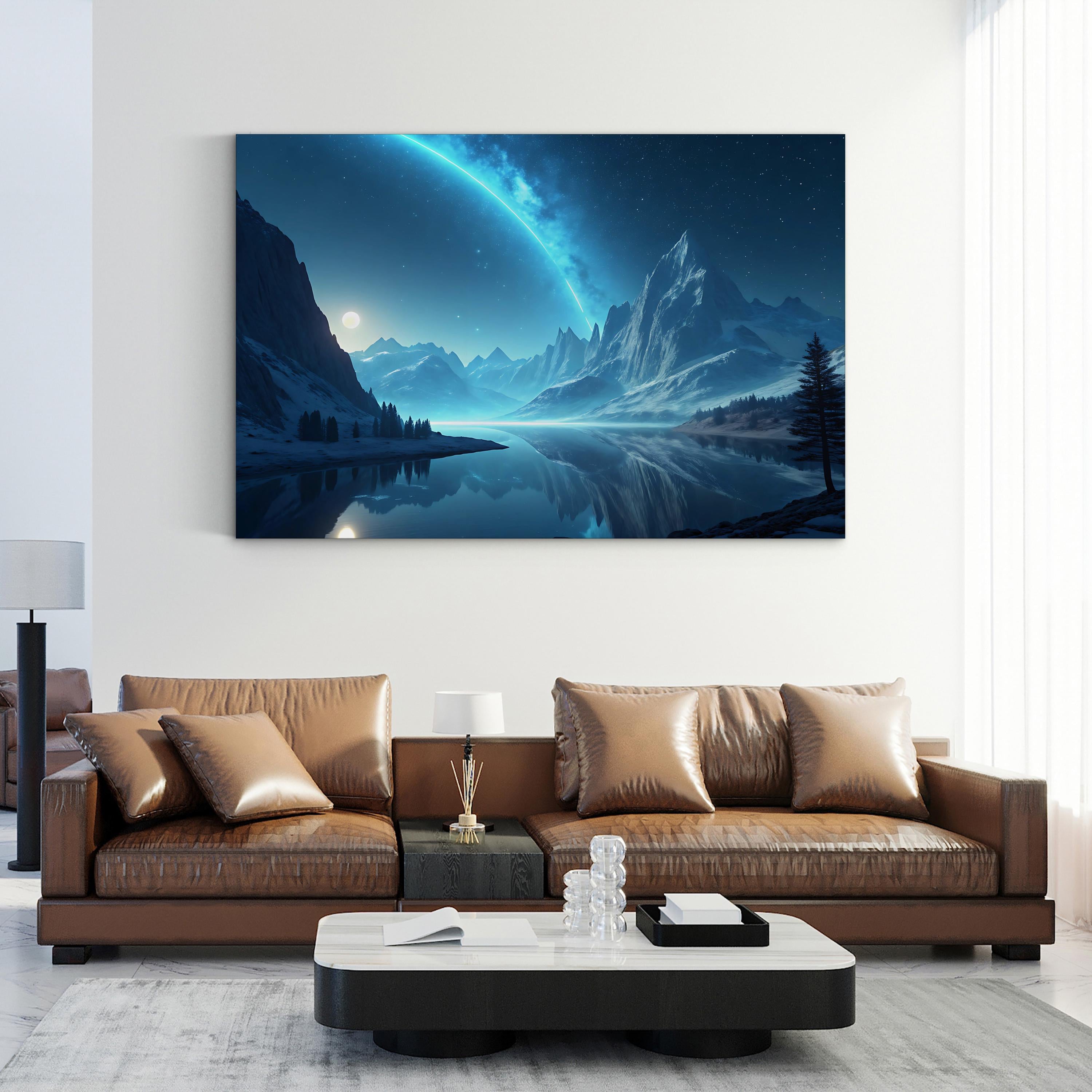 Bioluminescence Frozen Landscape – Period Illustration Wall Art | Abstract Ice Canvas Print