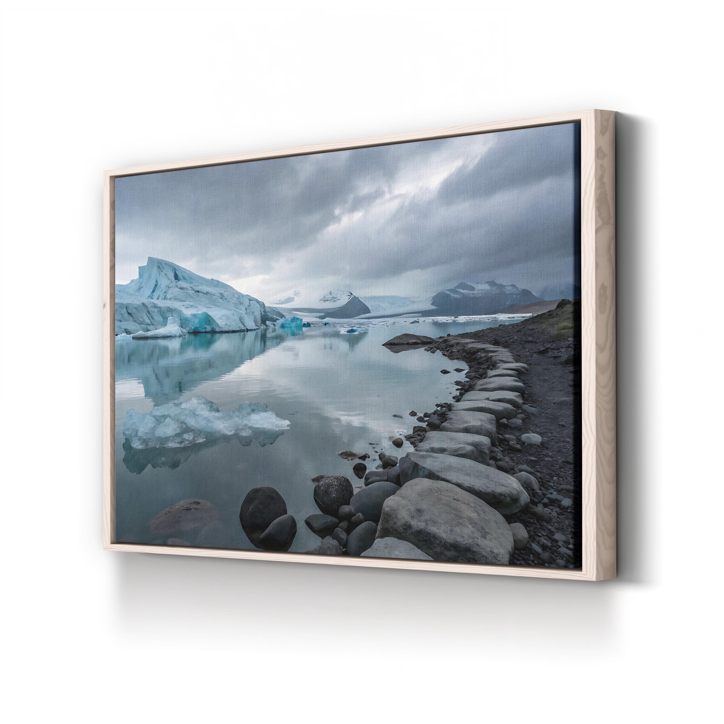 Icelandic Winter Serenity – Vintage Photography Wall Art | Snowy Landscape Canvas Print