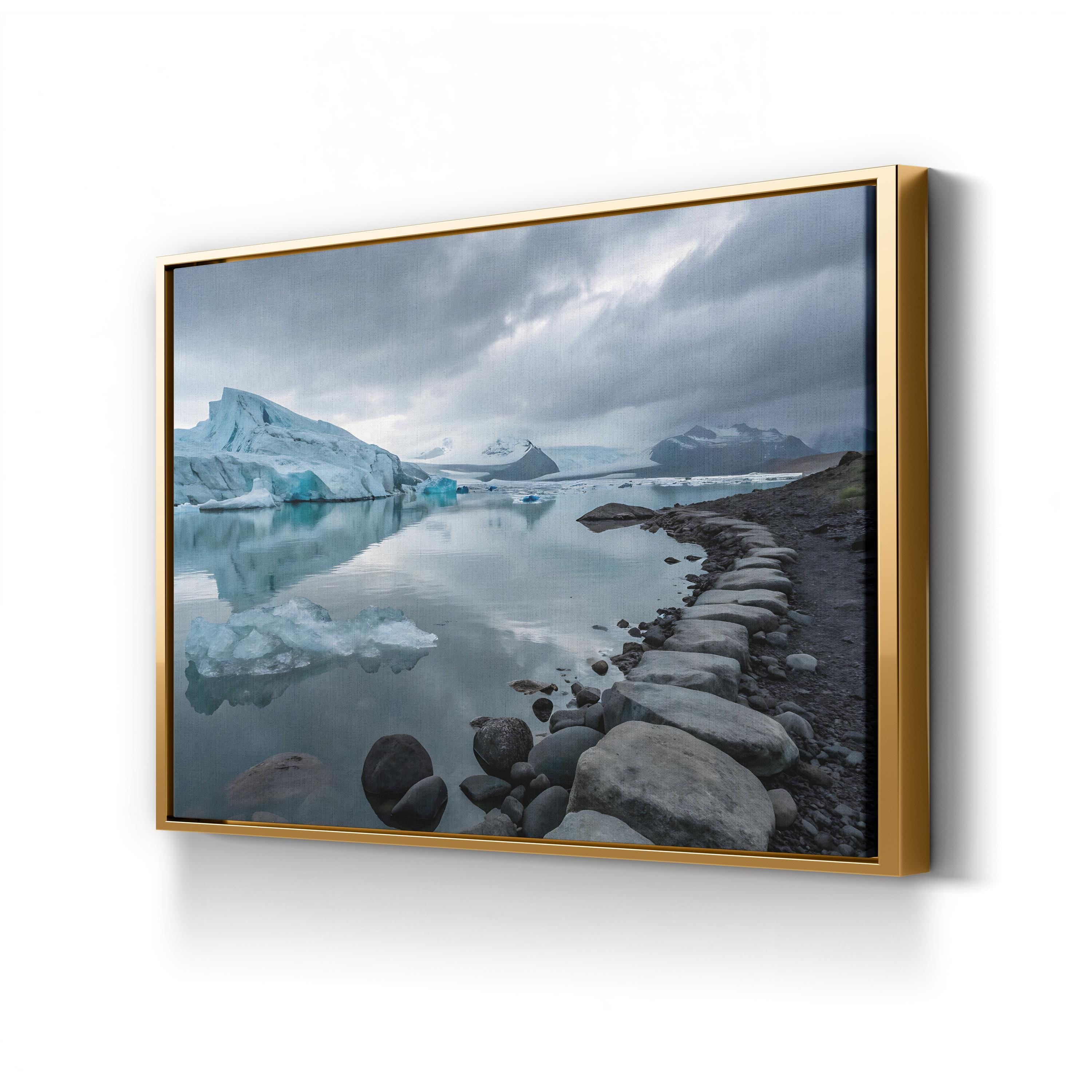 Icelandic Winter Serenity – Vintage Photography Wall Art | Snowy Landscape Canvas Print
