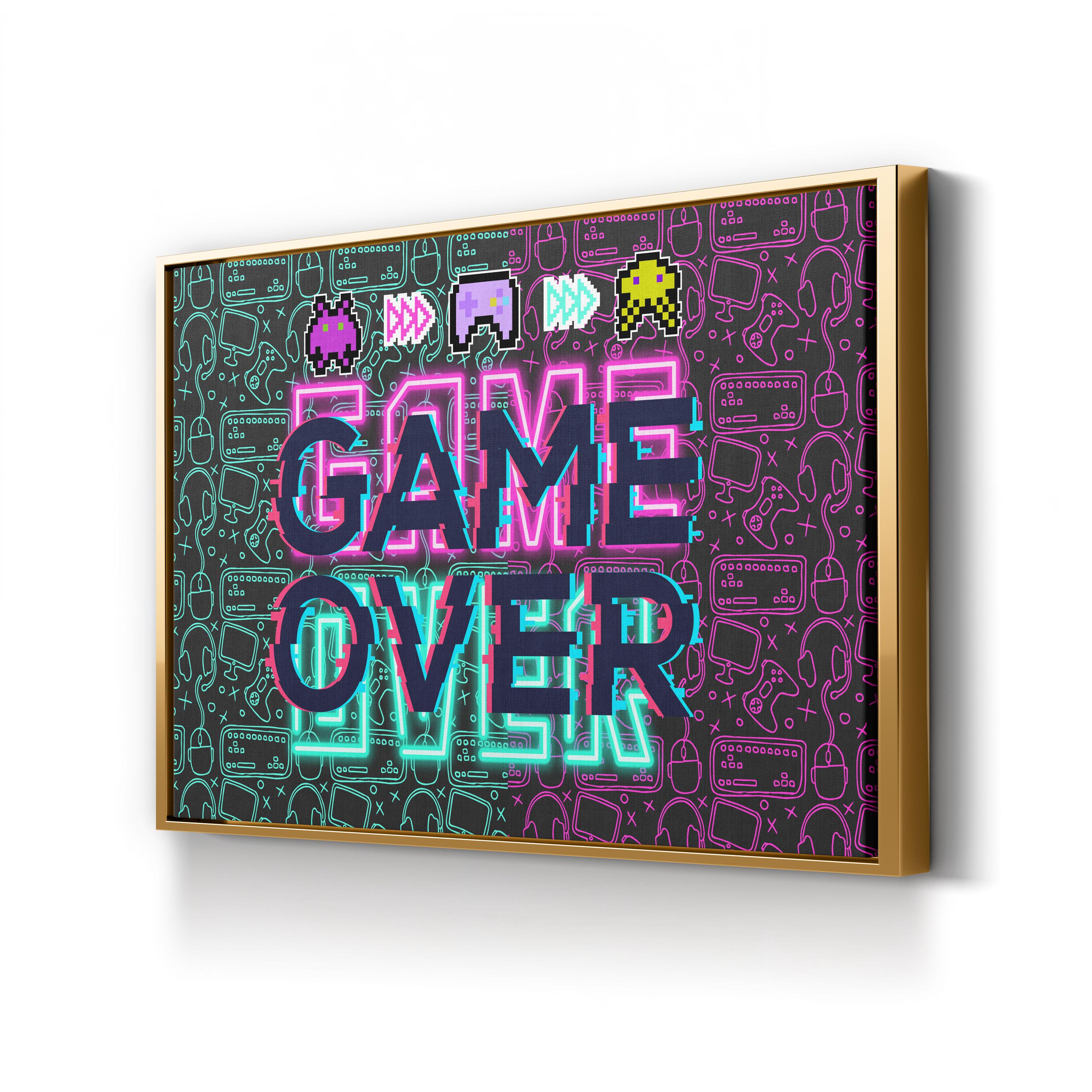 Retro Neon “Game Over” Canvas Wall Art | Vintage Arcade Typography Print