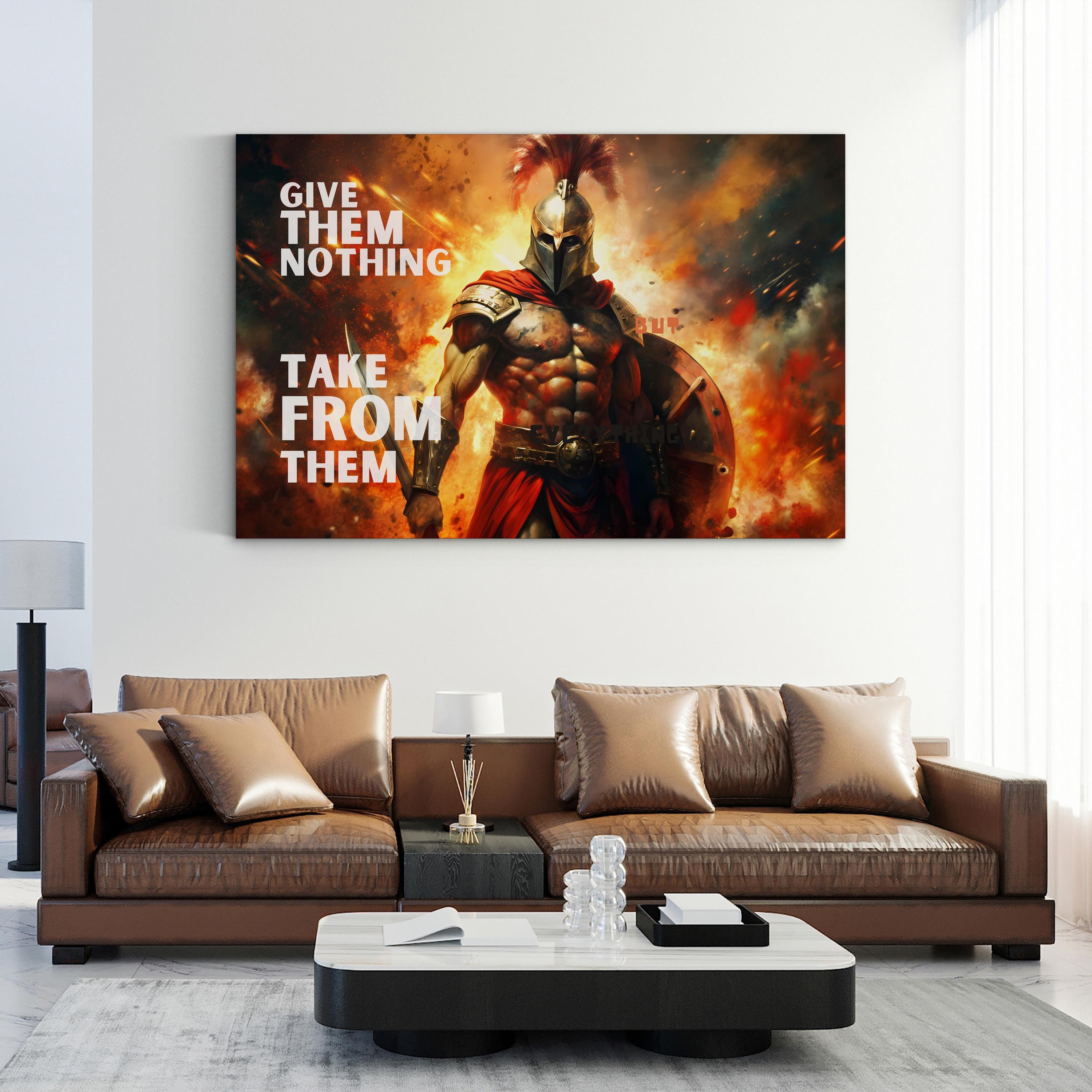 Spartan Warrior – Period Illustration Wall Art | Motivational Gym Canvas Print