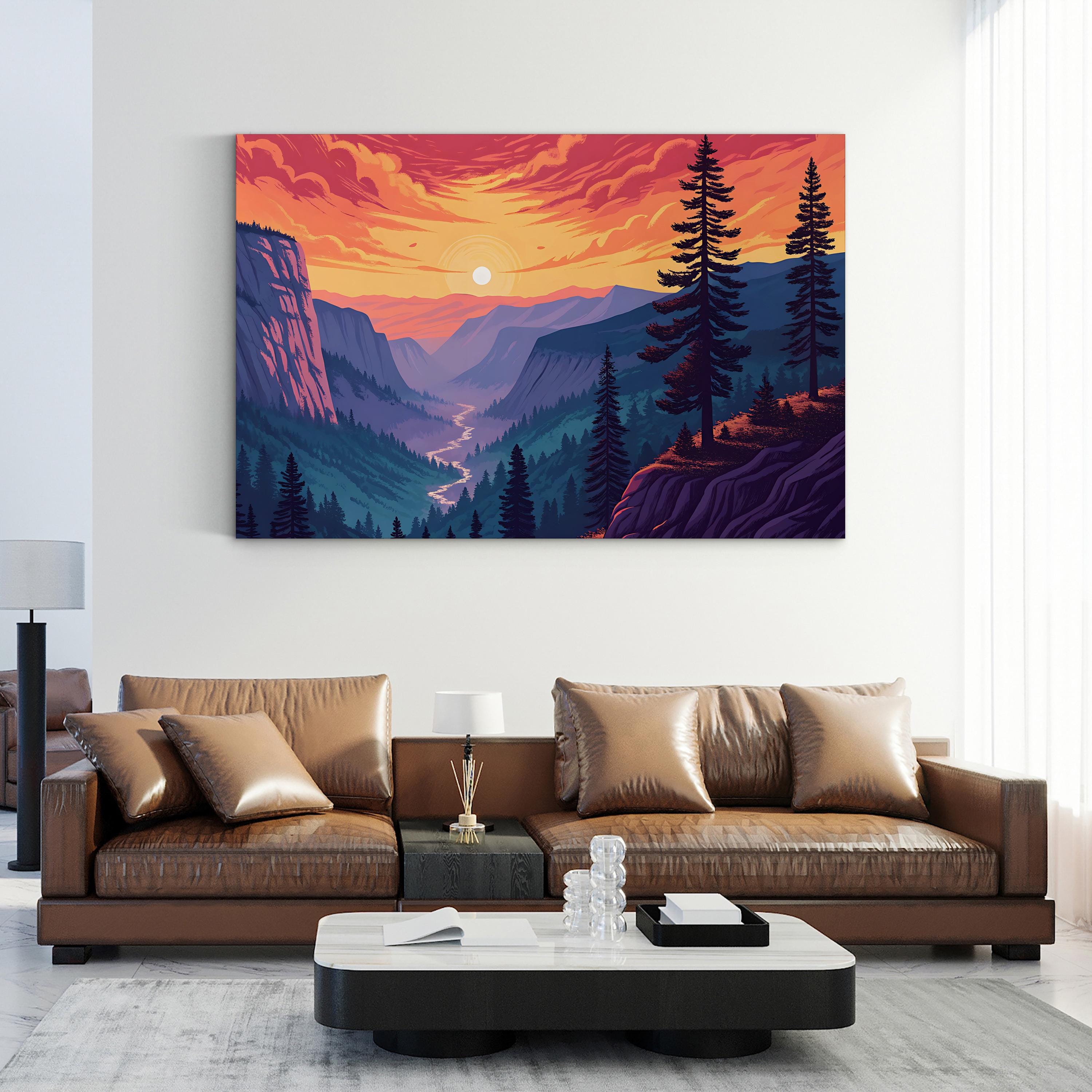 Yosemite Glacier Point – Period Illustration Wall Art | Scenic Landscape Canvas Print