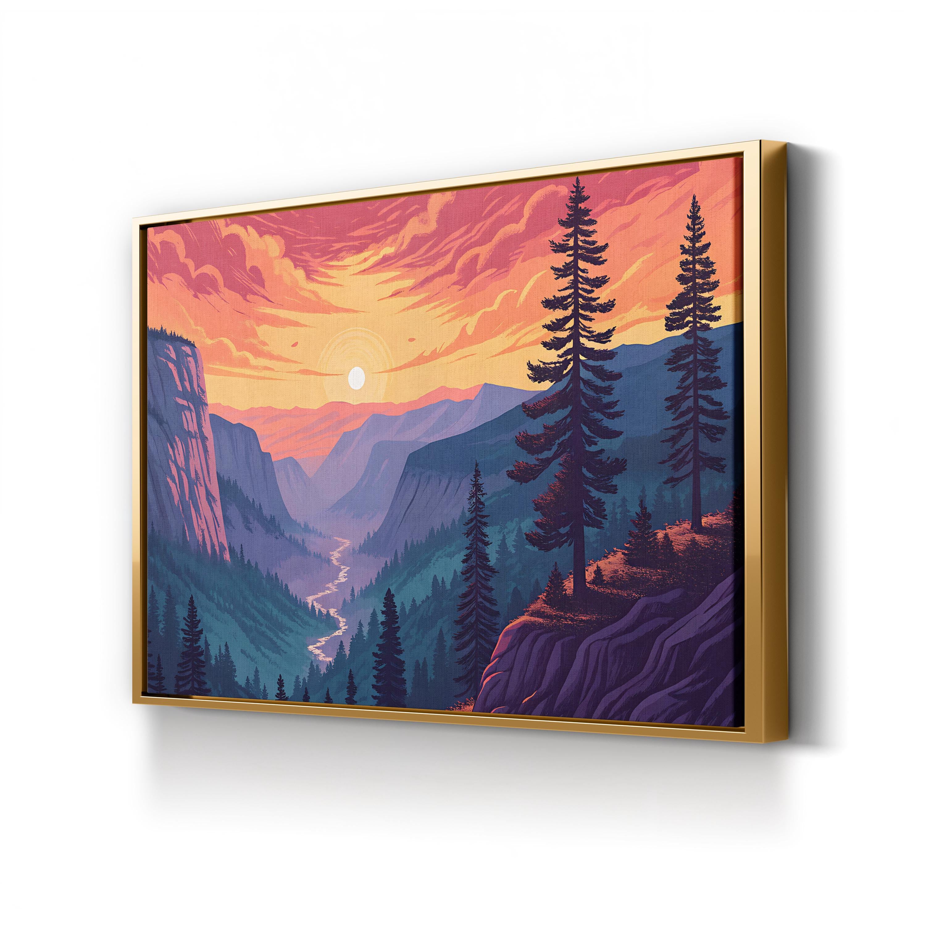 Yosemite Glacier Point – Period Illustration Wall Art | Scenic Landscape Canvas Print