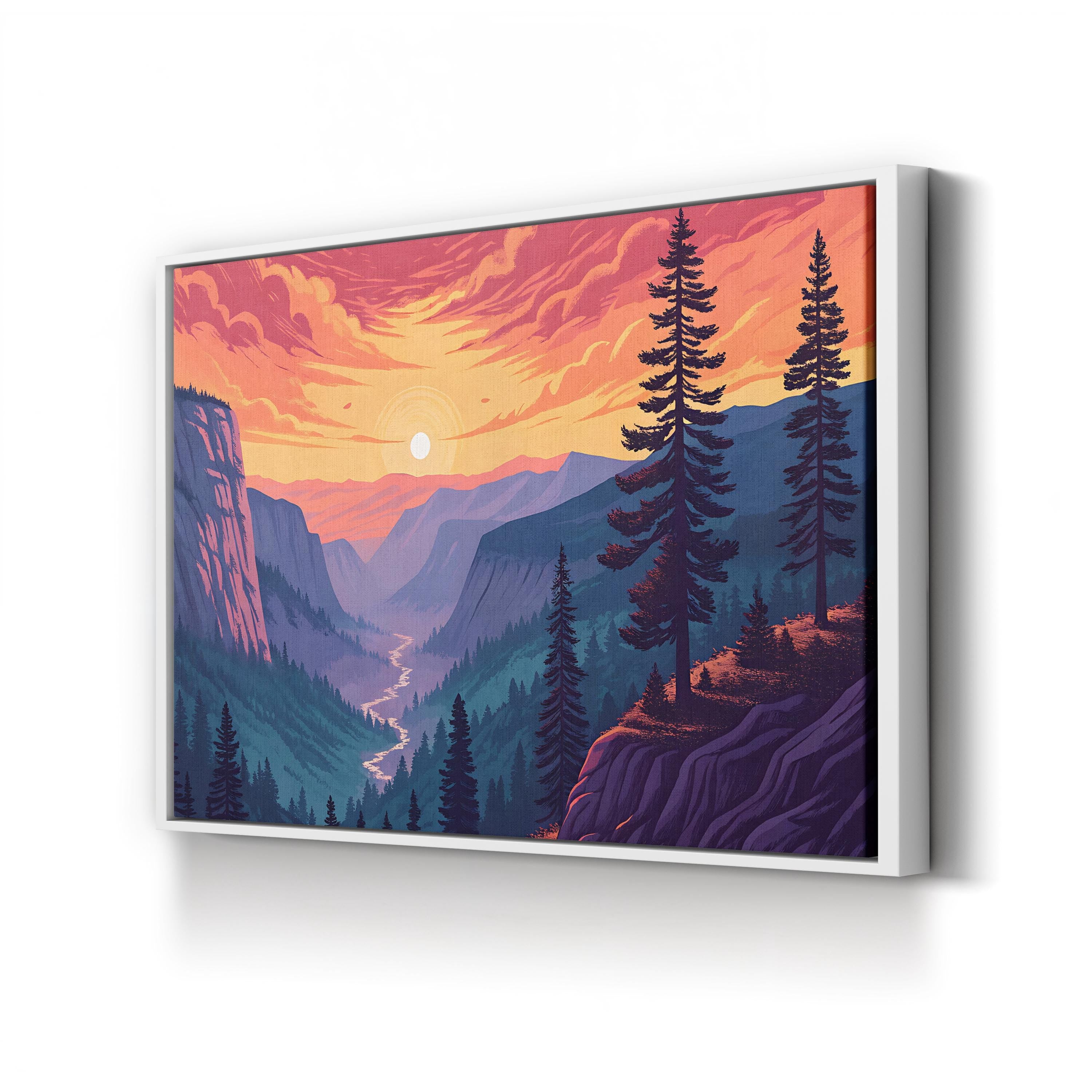 Yosemite Glacier Point – Period Illustration Wall Art | Scenic Landscape Canvas Print