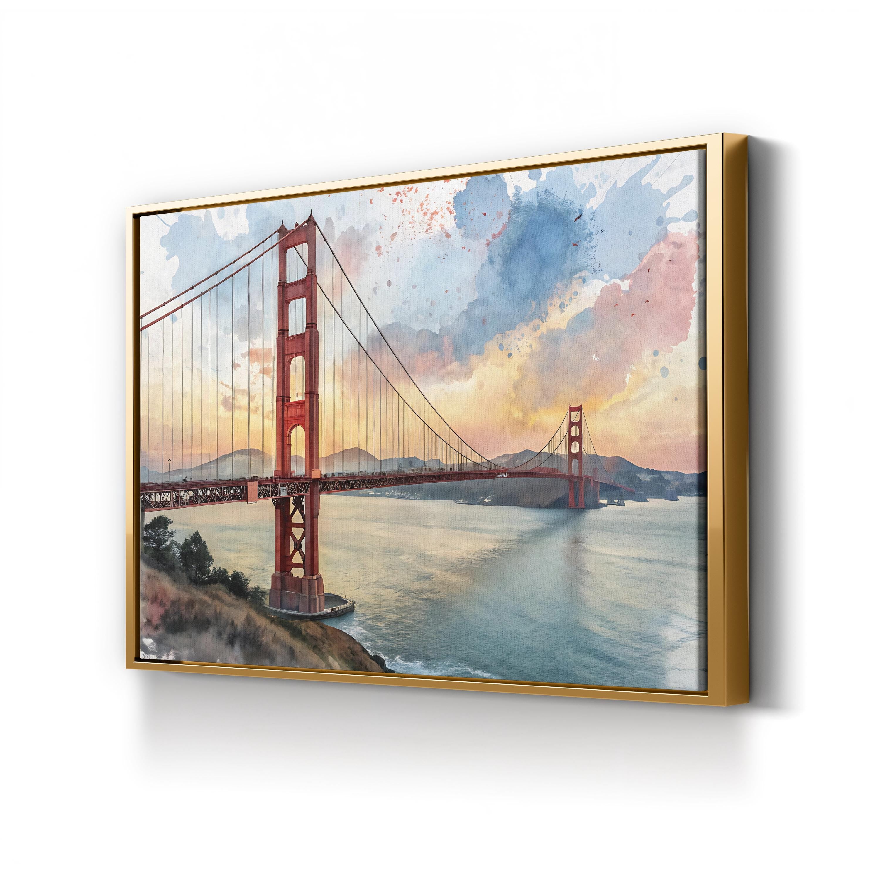 Golden Gate Bridge Sunset – Vintage Photography Wall Art | San Francisco Bay Canvas Print