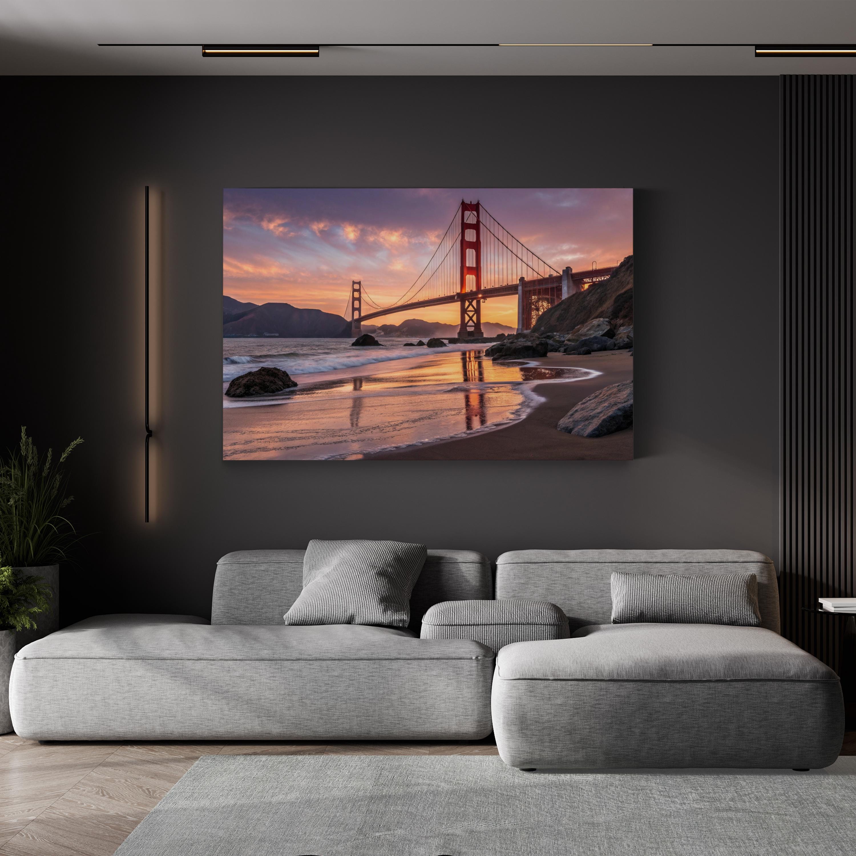 Golden Gate Bridge Sunset — San Francisco, California Coastal Canvas Wall Art
