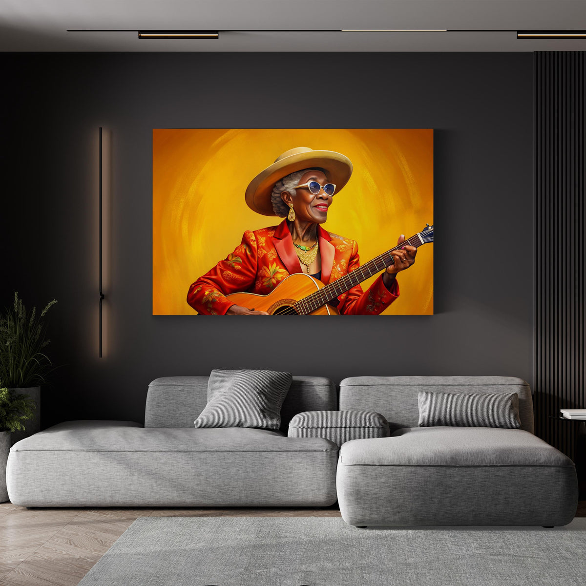 Vintage Acoustic Guitar Portrait canvas print in gallery canvas wrap