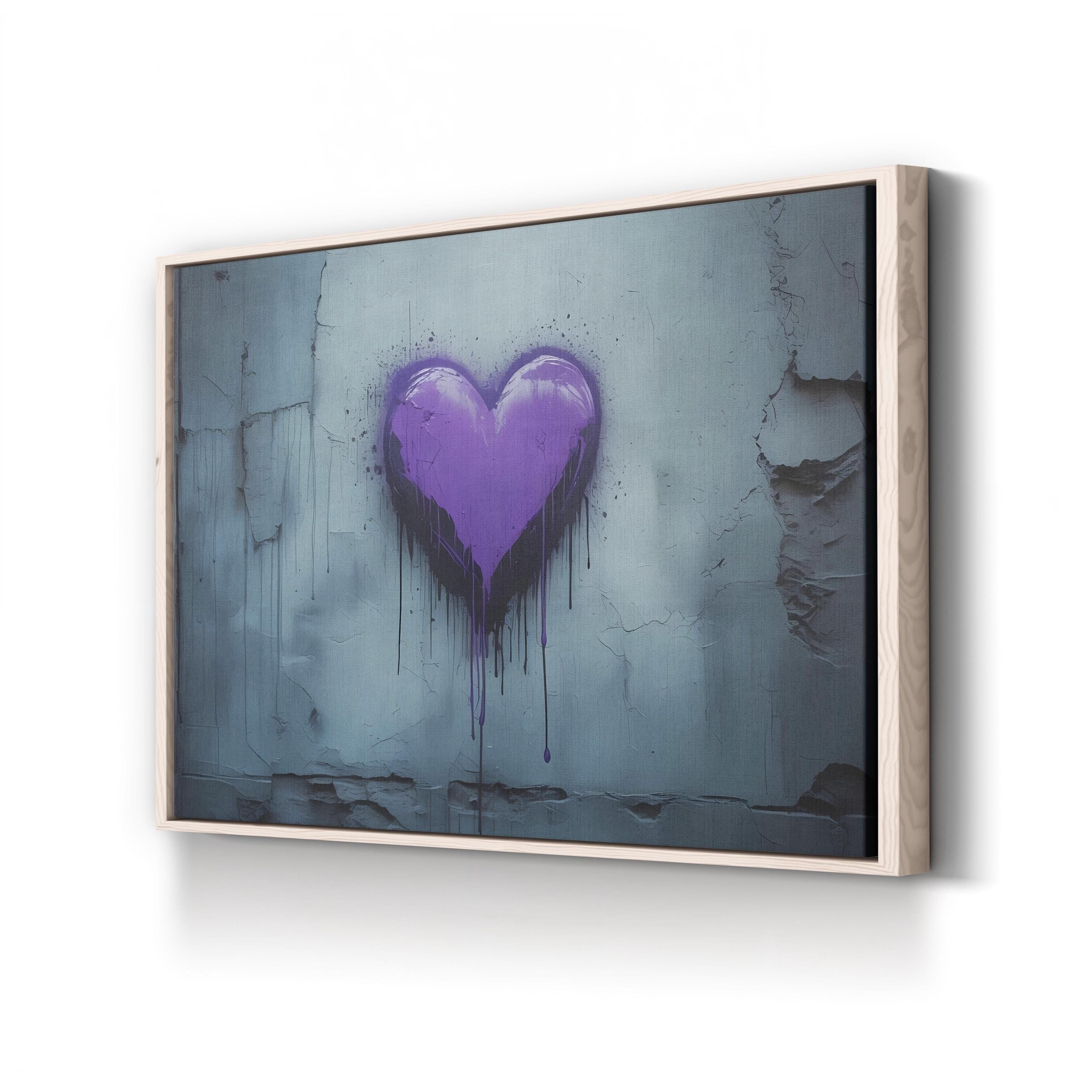 Purple Graffiti Heart – Period Illustration Wall Art | Urban Street Canvas Print