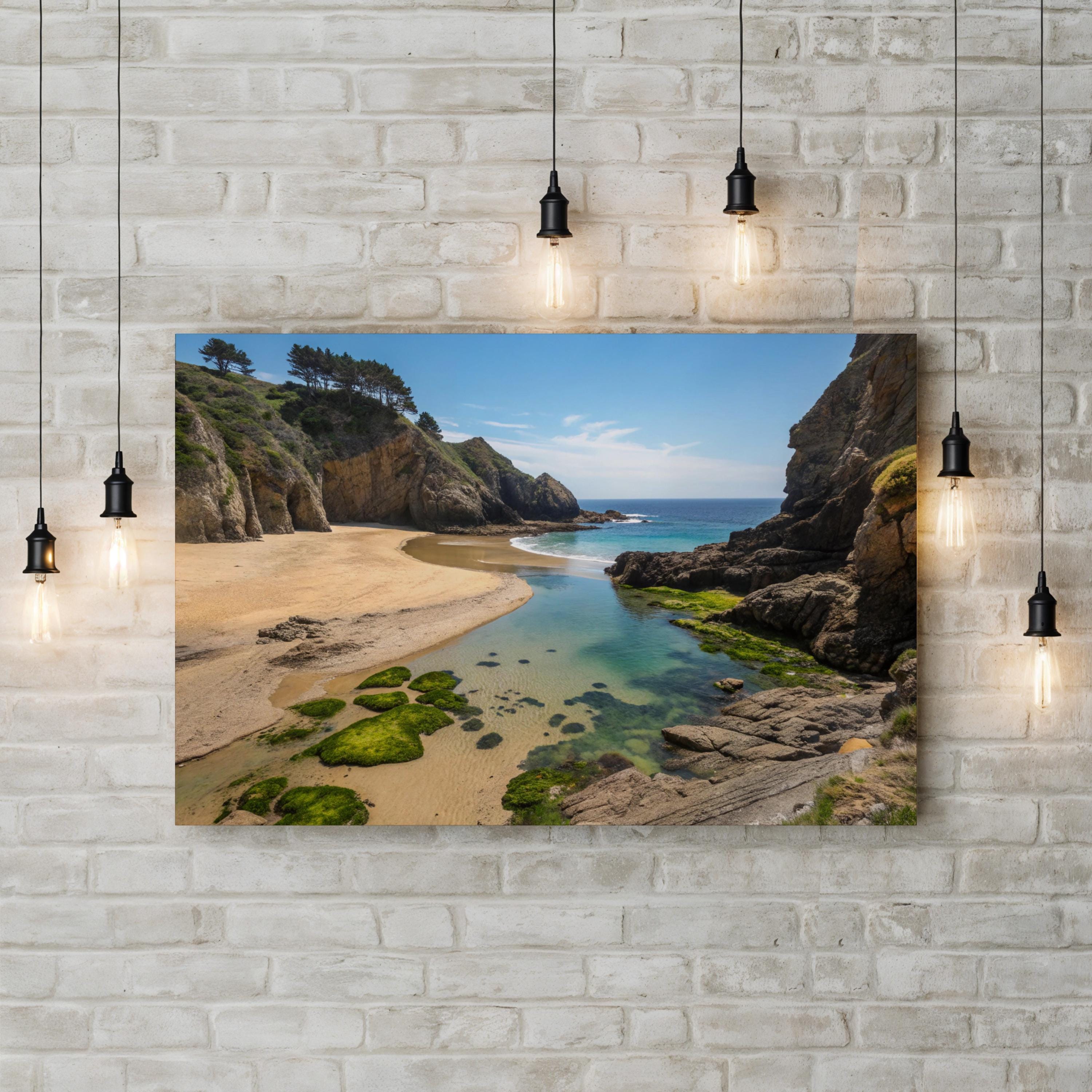 Hidden Beach Cove – Vintage Photography Wall Art | Coastal Ocean Canvas Print