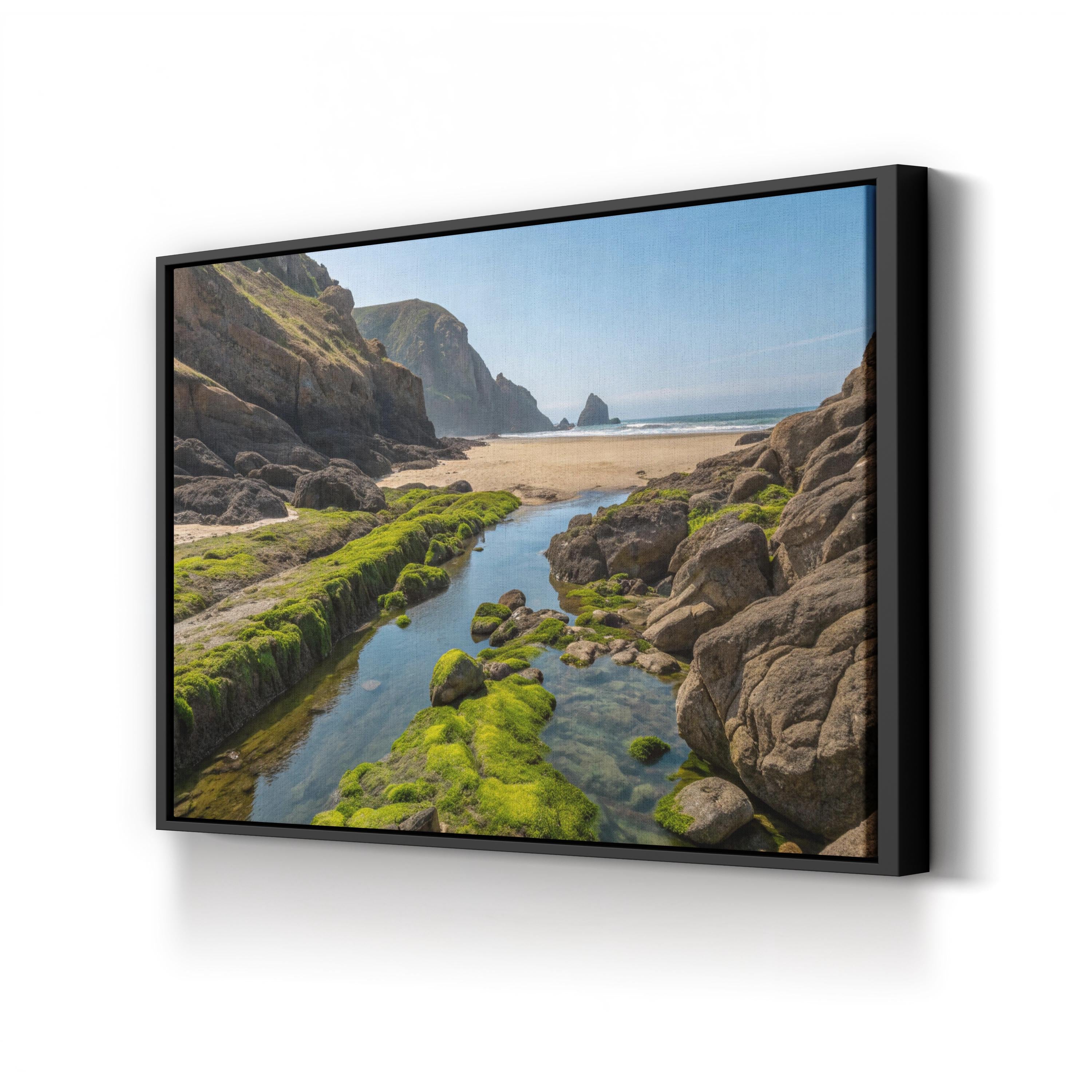 Hidden Tide Pools Coastal Cliffs – Vintage Photography Wall Art | Ocean Canvas Print