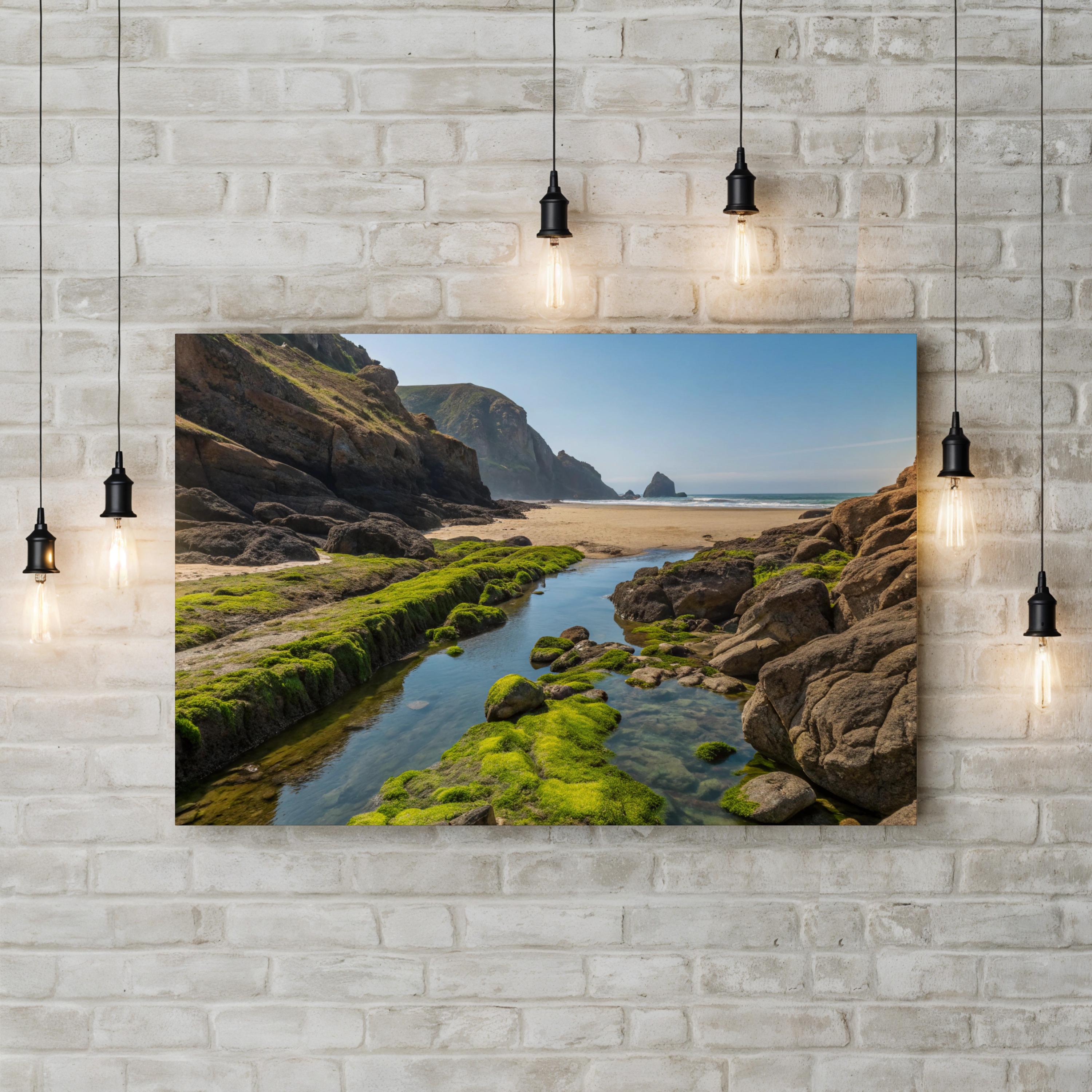 Hidden Tide Pools Coastal Cliffs – Vintage Photography Wall Art | Ocean Canvas Print