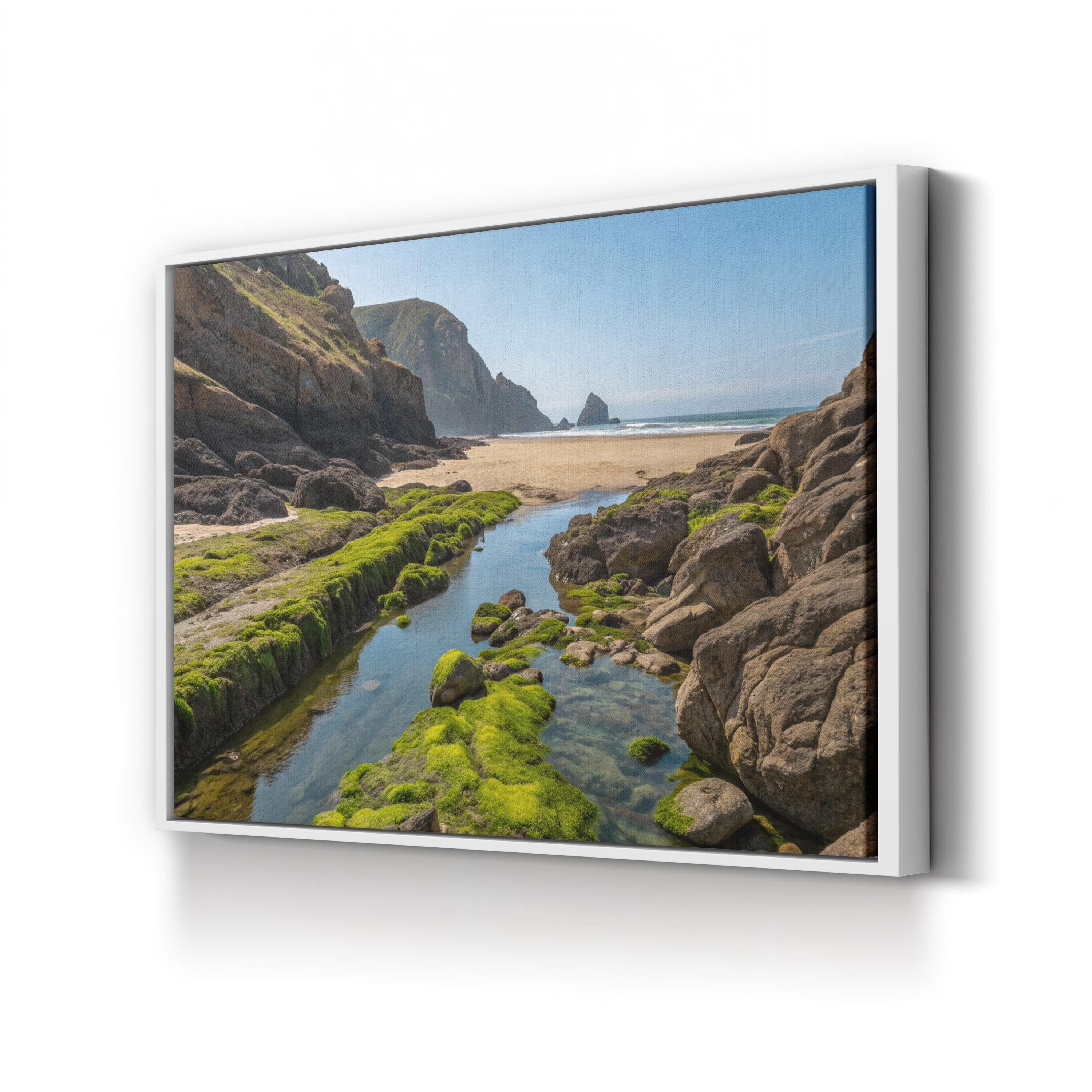 Hidden Tide Pools Coastal Cliffs – Vintage Photography Wall Art | Ocean Canvas Print